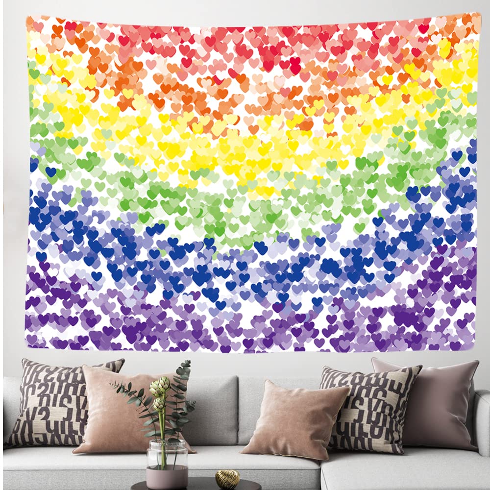 Ulticool - Rainbow Flag Decorative Hearts - Tapestry - 200 x 150 cm - Large Tapestry - Poster Decoration Love Gift Love You - Image 3