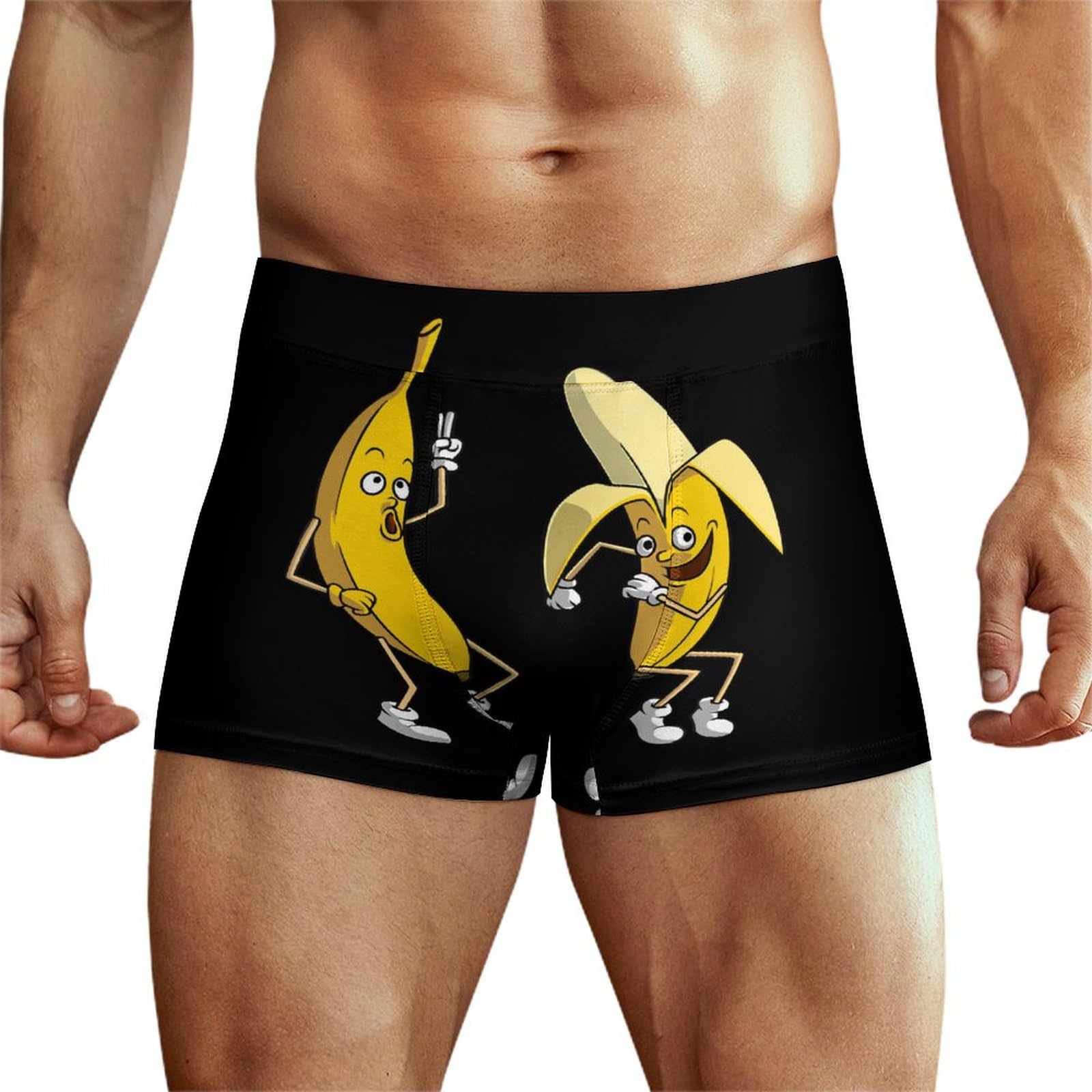 Niapessel Men's Boxer Briefs, Men's Underwear Boxer Brief, Breathable Comfort Novelty Boxers Briefs for Men, Funny Banana Fruit, XXL