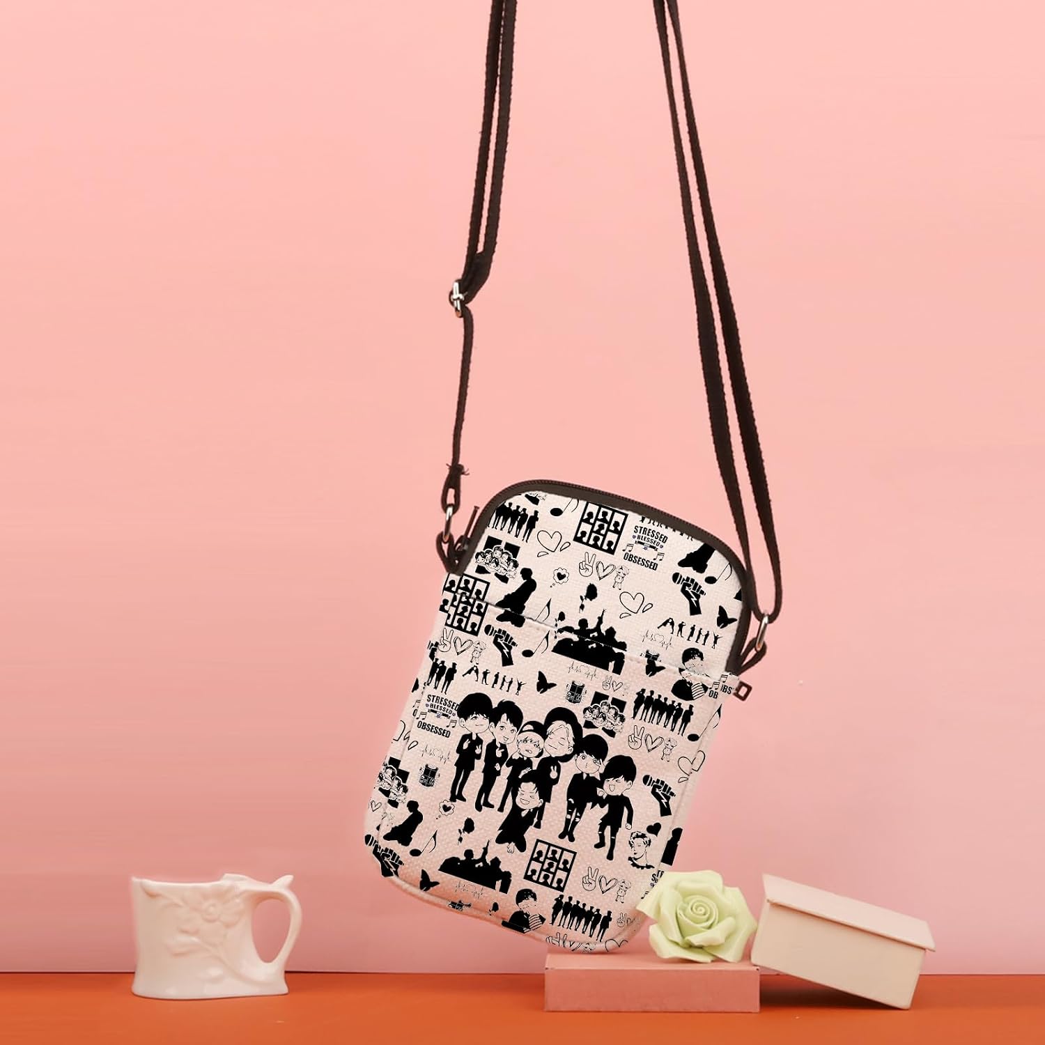 TSOTMO K-pop Characters Bag Music Lover Gift K-Pop Boygroup Crossbody Bag for Korean Group Member Merchandise