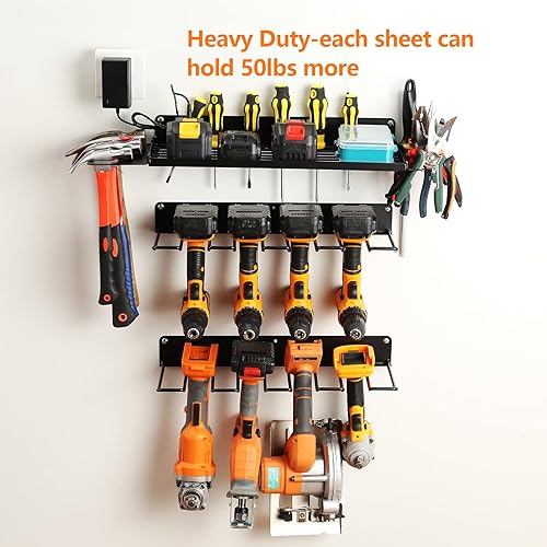 Miniatura 2 de YueTong Organizador de herramientas eléctricas soporte de pared para organizadores de herramientas organizadores de garaje de montaje gratuito y