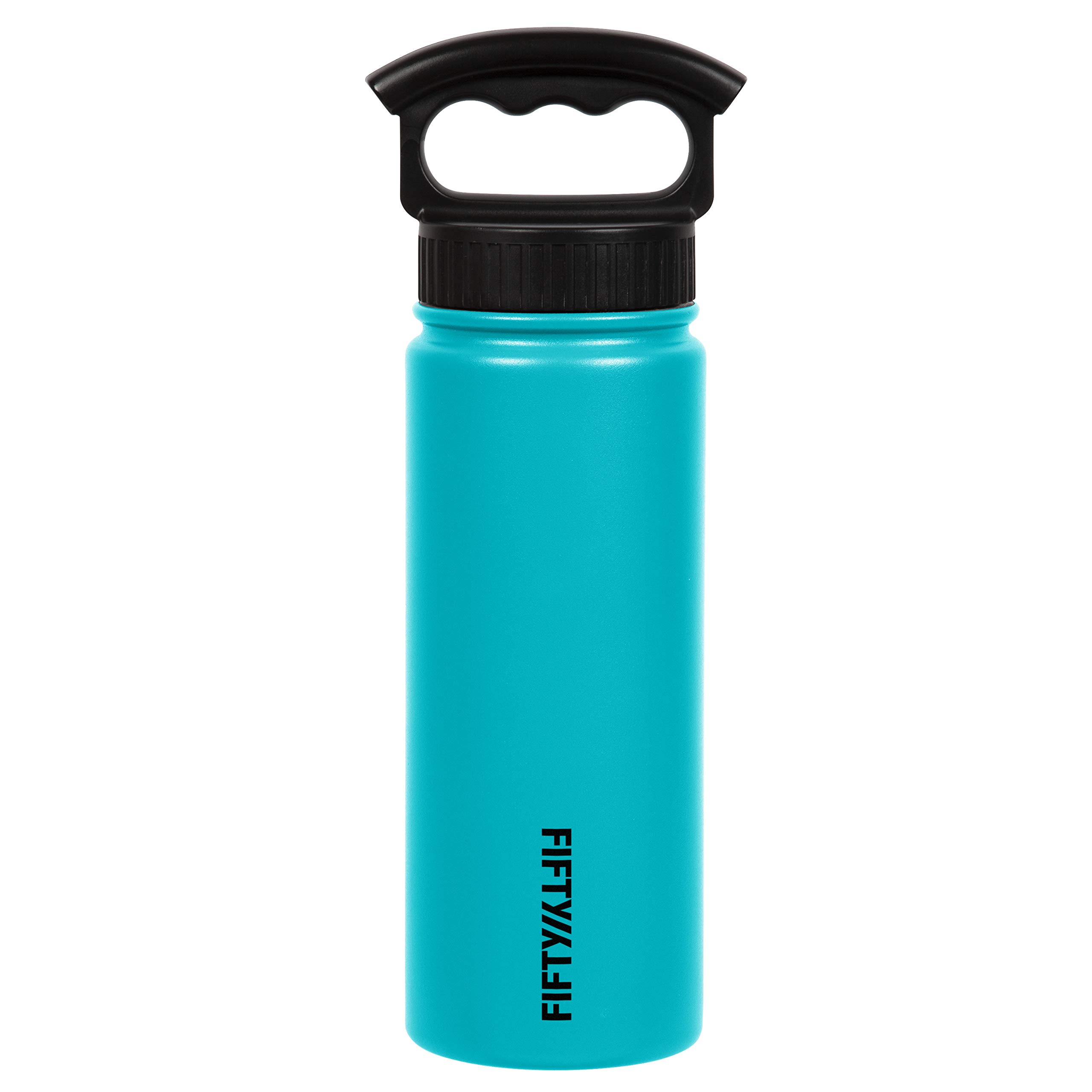 FIFTY/FIFTYDouble Wall Vacuum Insulated Water Bottle, Stainless Steel, Wide Mouth with Three Finger Cap