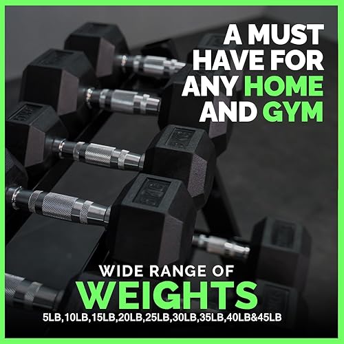 Miniatura 5 de 350-550 lbs Rubber Hex Dumbbells with Rack Free Weight for Home Gym, Durable Rubber Dumbbell with Storage,Coated Cast Iron Weight Strength Training