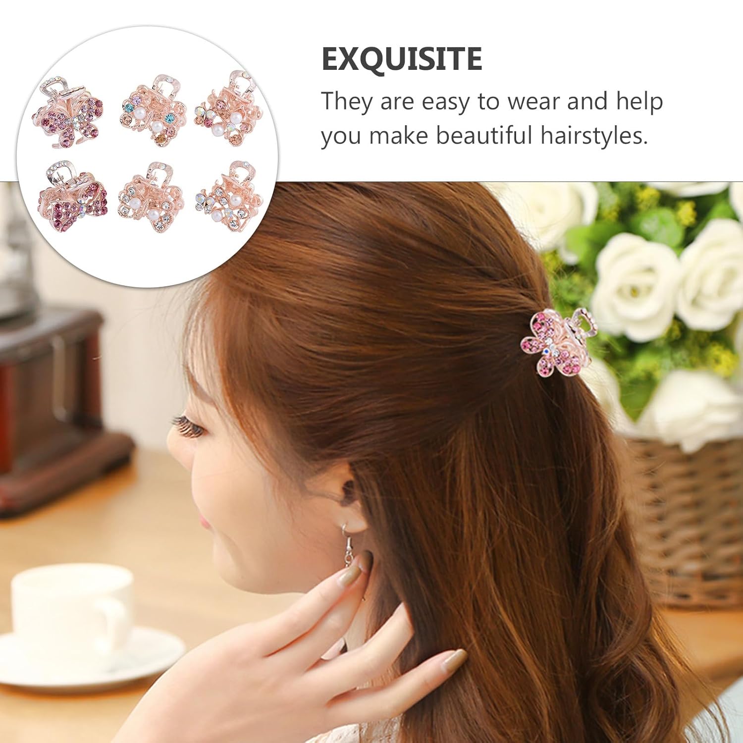 Metal Small Claw Hair Clips for Women,6Pcs Pearl Hair Clips Tiny Hair Claw Clips for Thin/Medium Thick Hair, Non-slip Short Hair Accessories - Image 5