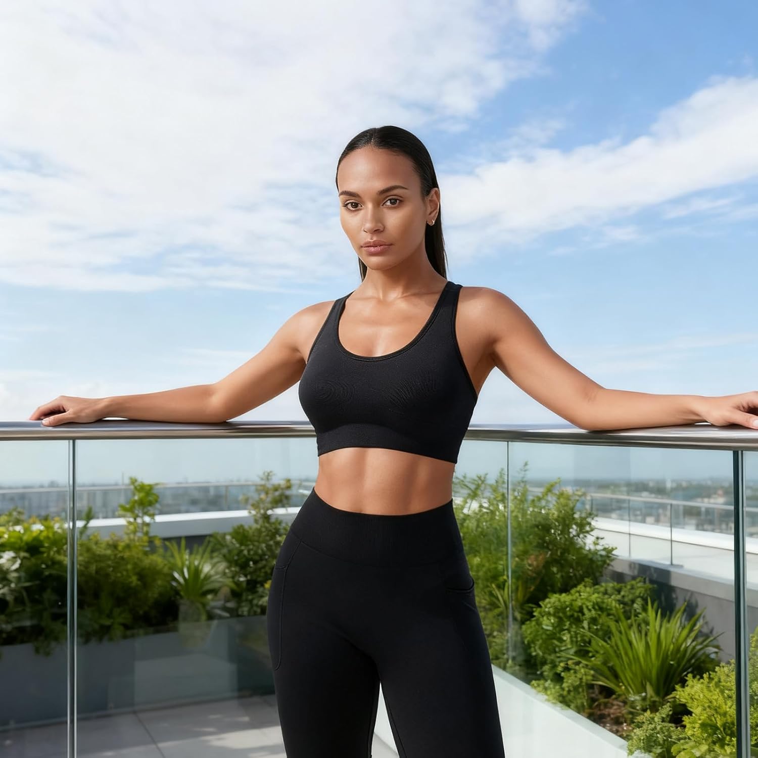 Sports Bras for Women Pack Racerback High Support Bras with Adjustable Straps-Padded Seamless Yoga Bra - Image 6