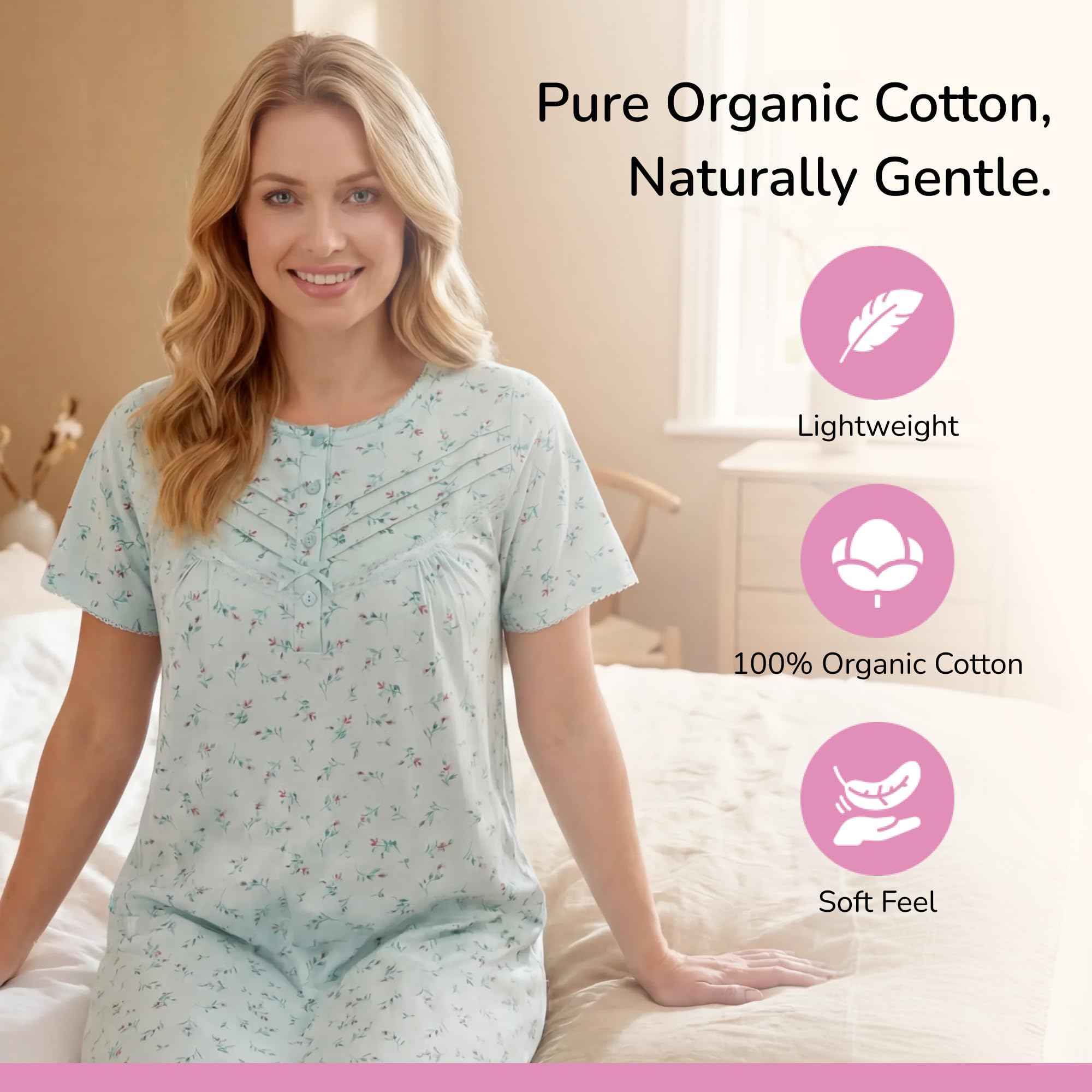 CAMILLE Lx25363 Porcelain Floral Short Sleeved Nightie Camisón Mujer (Pack de 1)