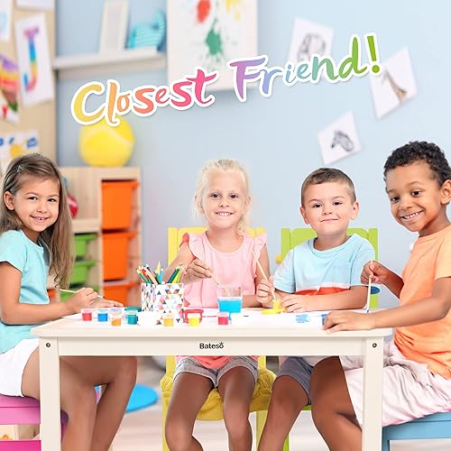 Miniatura 5 de Juego de mesa y 4 sillas de madera para niños de 3 a 8 años, mesa para niños pequeños para manualidades, comer, aprender, actividad, 5 piezas