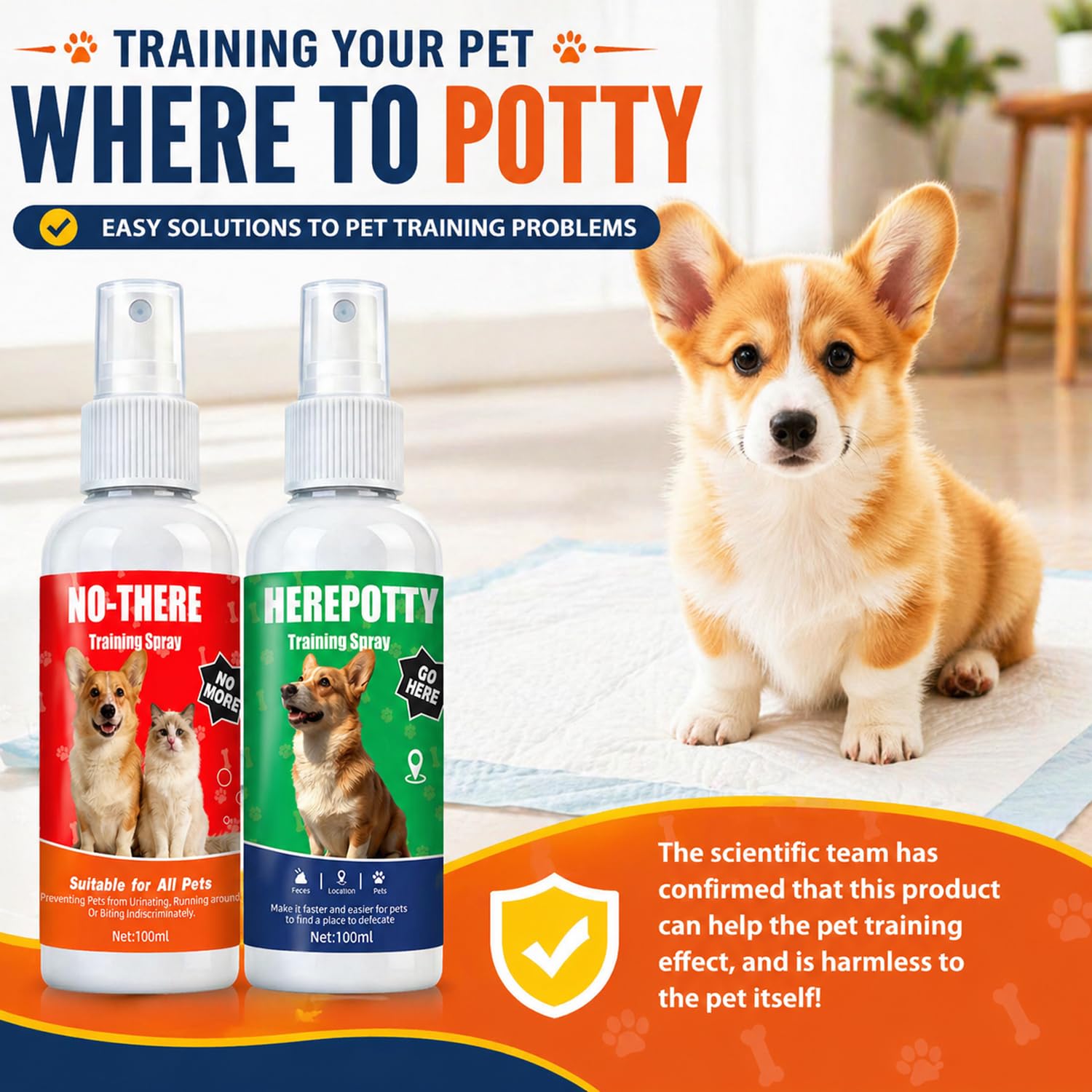 Dog Potty Training Spray for Dogs & Puppies, No-Go Spray & Here Potty Training Spray, Puppy Potty Training Aid for Housebreaking, Safe Gentle Formula, Natural Indoor & Outdoor Use, 3.4Floz 2Pcs — view 2