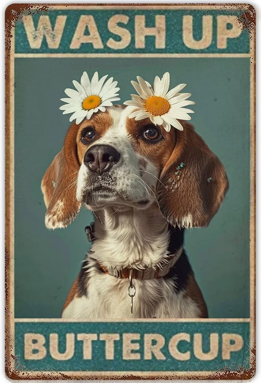 Anceky Beagle Dog Bathroom Signs Canvas Wall Art Painting Wash Up Buttercup Bathroom Decor Canvas Painting Vintage Posters Wall Art s For Living Room Bedroom Home Decor Framed 12x16 Inch
