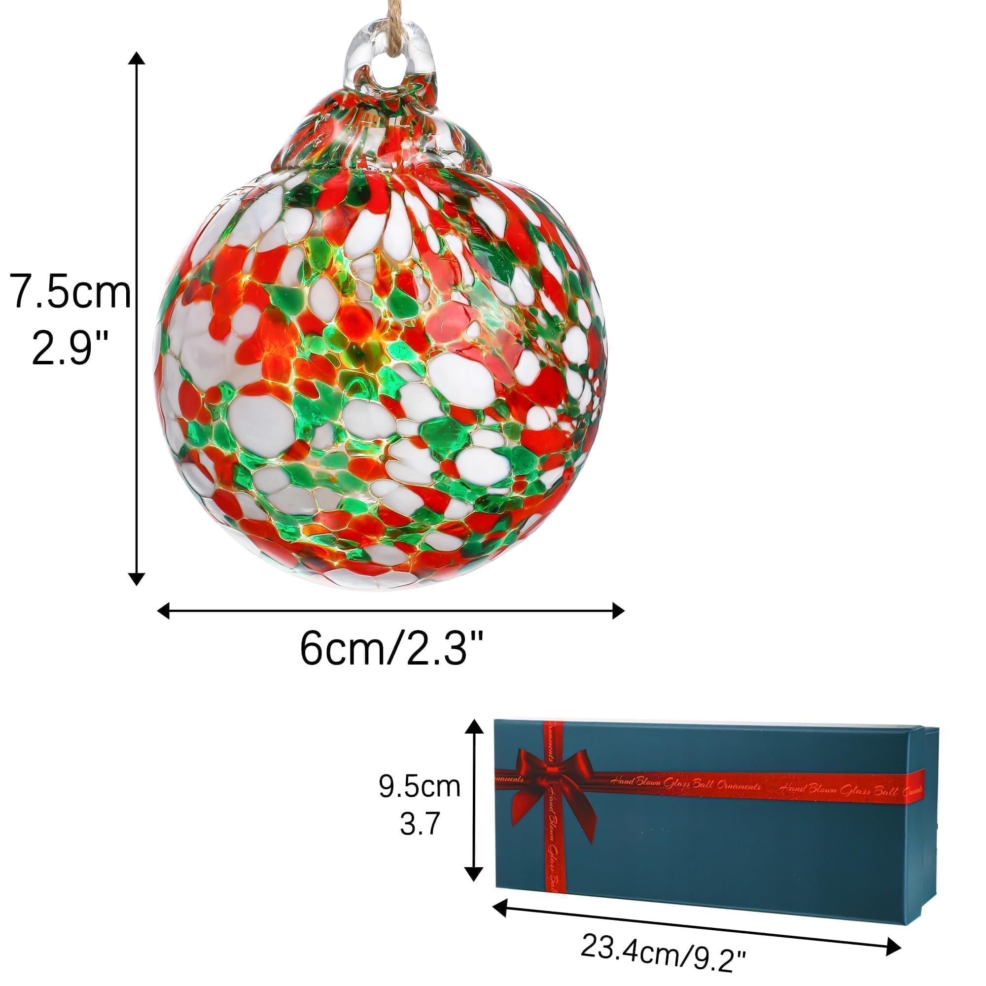 Juego de 3 bolas decorativas de cristal para colgar en Navidad, bolas de brujas, bolas de cristal soplado a mano para decoración de árbol de Navidad