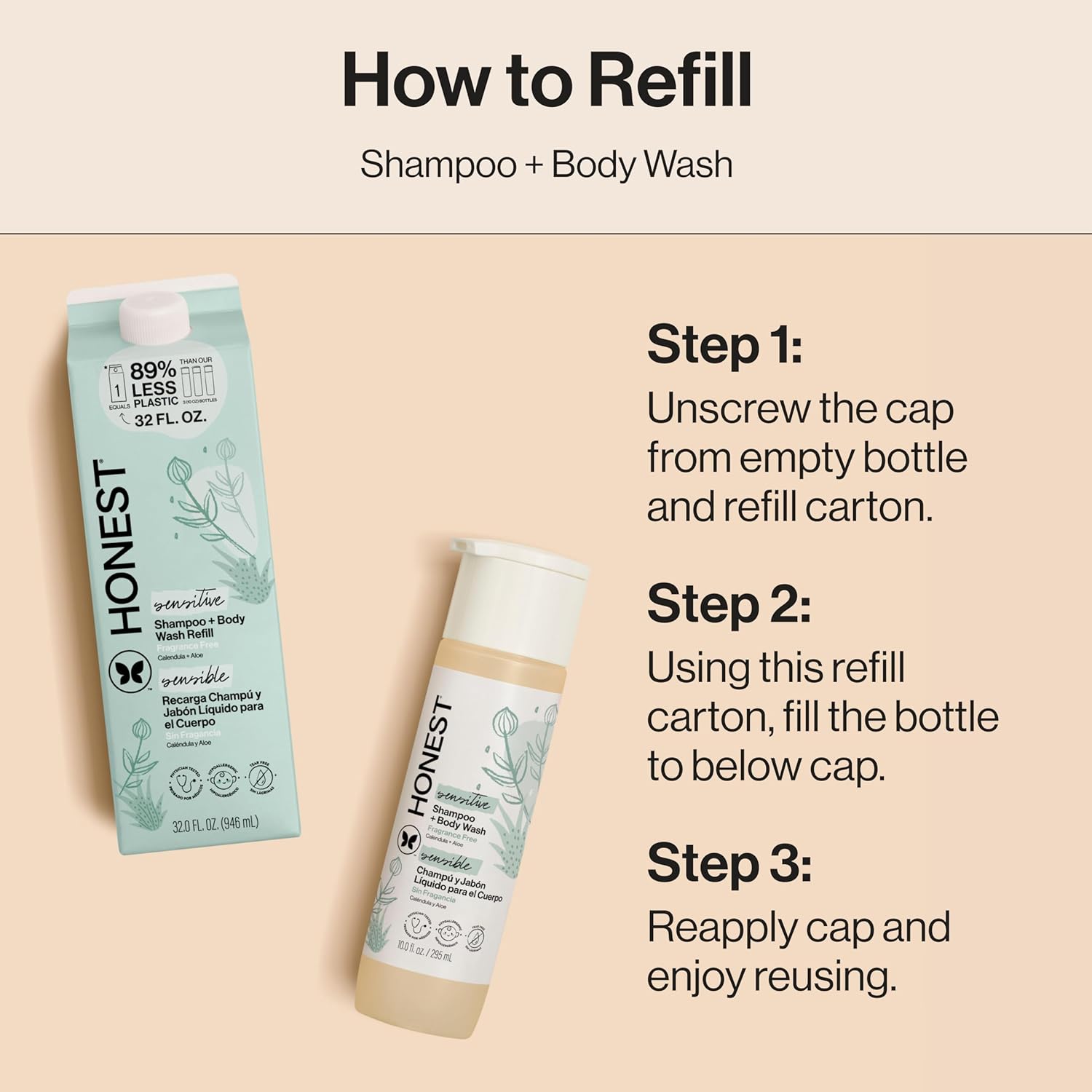 The Honest Company 2-in-1 Cleansing Shampoo + Body Wash, Gentle Enough for Baby, Dermatologist Tested, Tear-Free, Hypoallergenic, Fragrance-Free