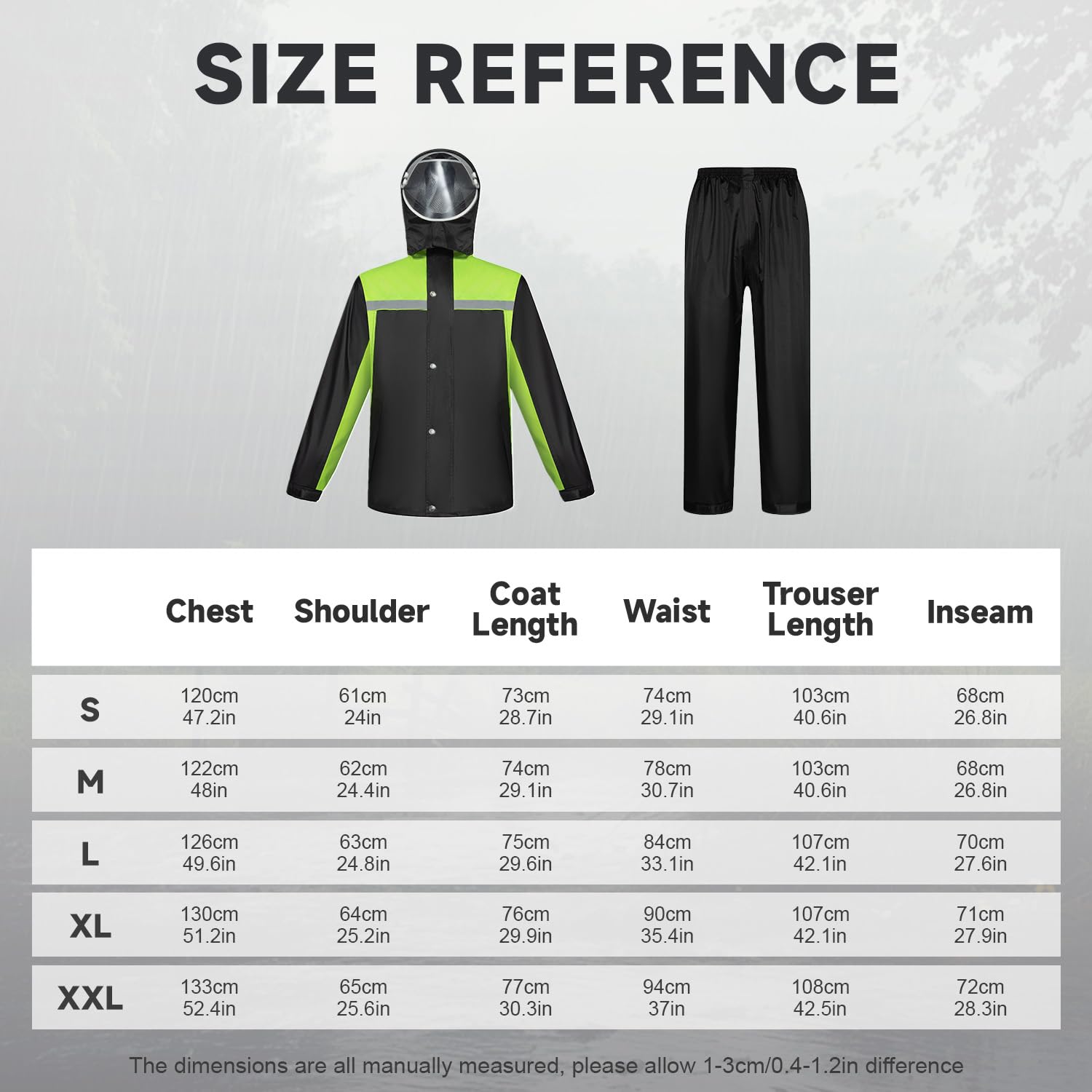Traje de lluvia impermeable para hombre, con capucha, resistente al viento, chaqueta y pantalones para montar al aire libre, senderismo, pesca
