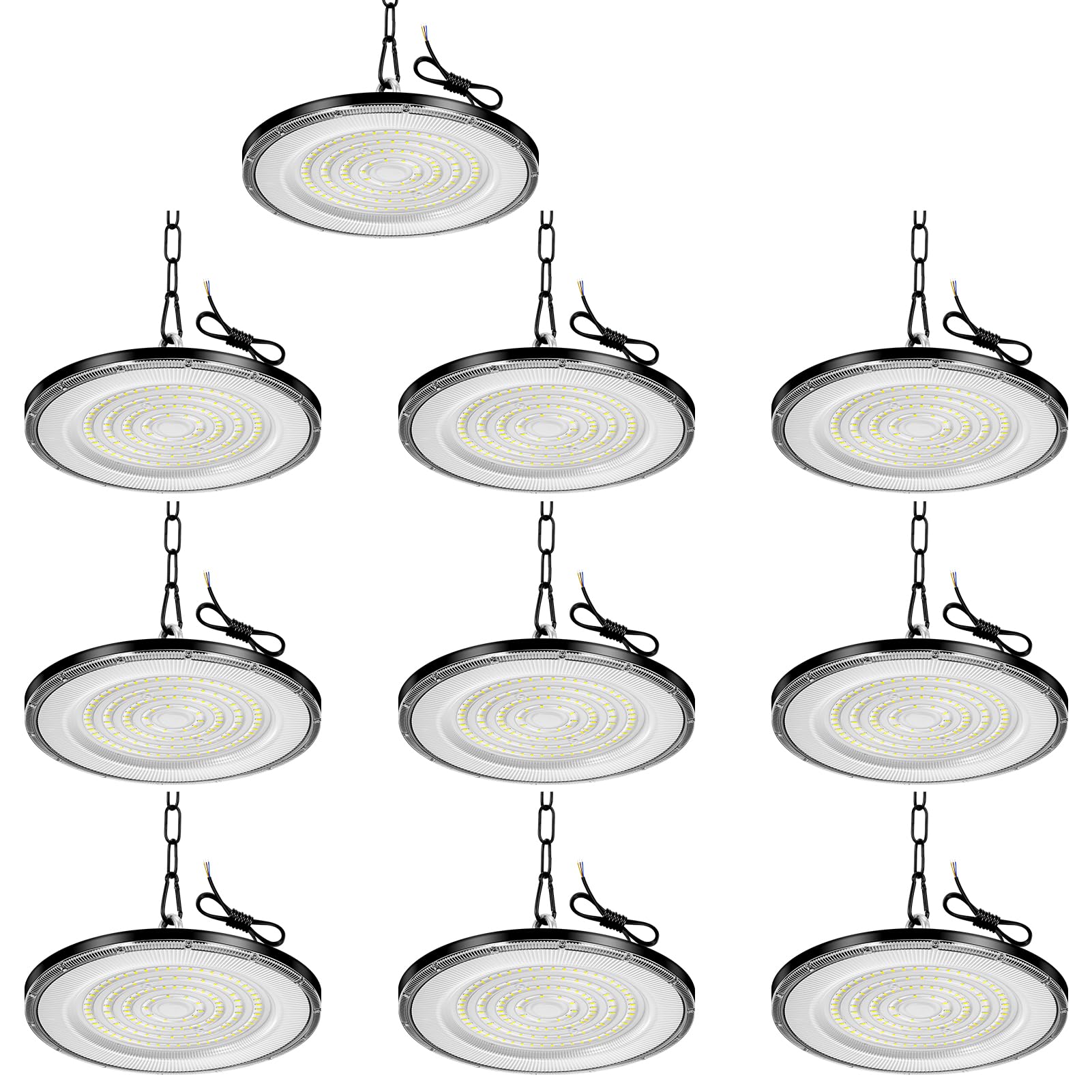 10 Stück 200W Led UFO High Bay Light, Kaltweiß 6500K 80000lm, AC 210-220V, IP65 Wasserdicht, Shop Lights für Werkstatt Lager Fabrik Scheune Garage Bereich Beleuchtung (200W, 10 Stück)