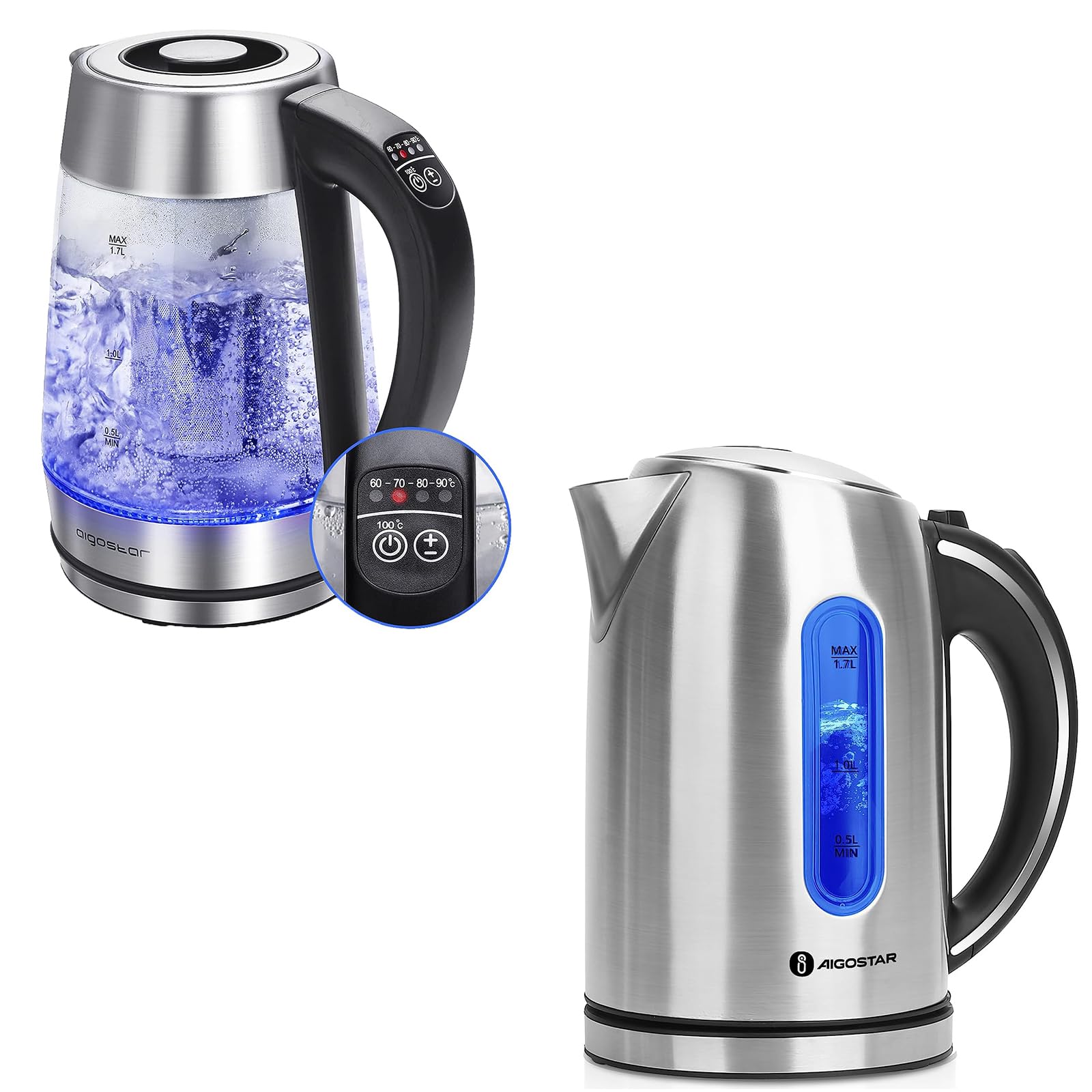 Amazon.com: Aigostar 1.7L Temperature Control Glass Kettle and  display picture 1