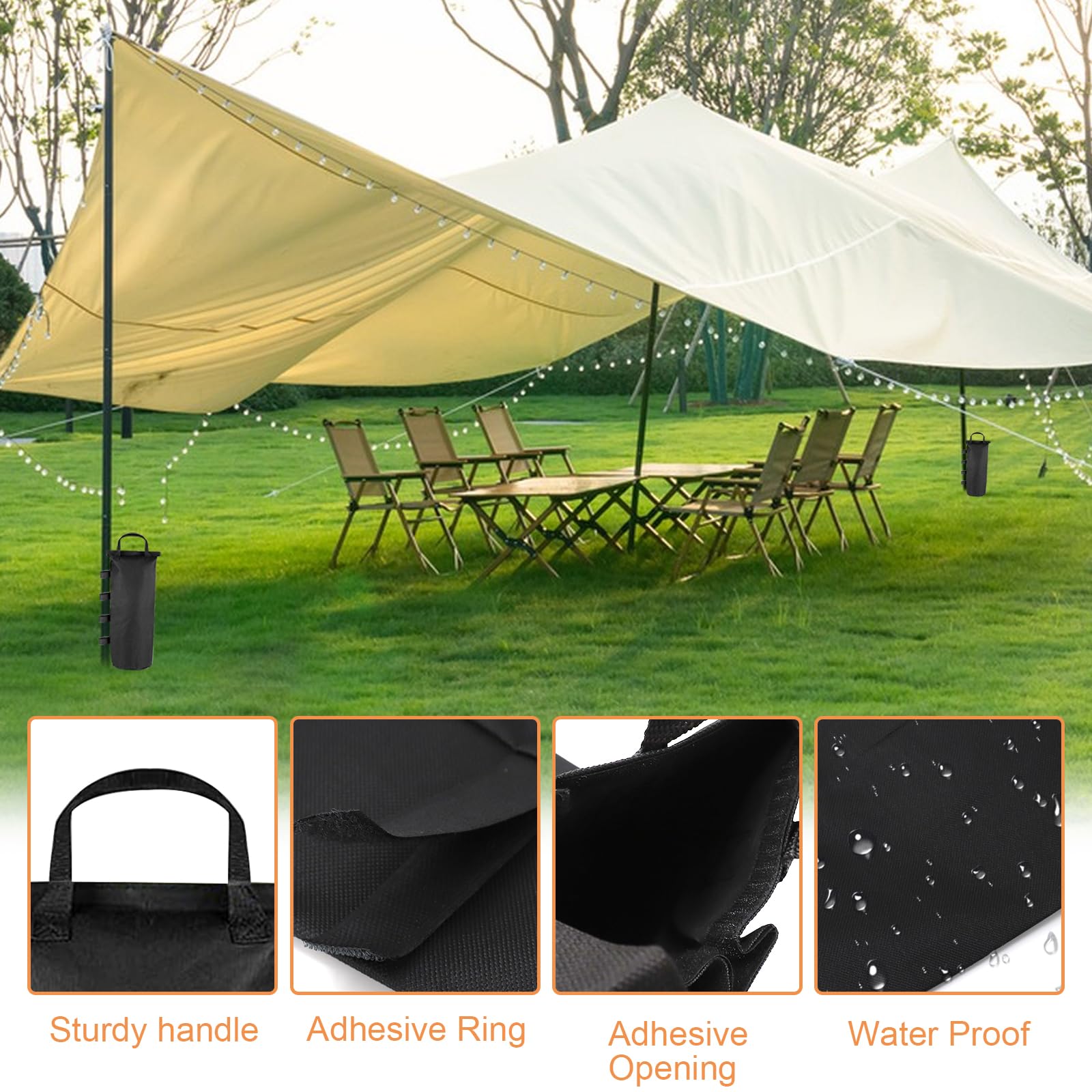 Sac de Lestage pour Tonnelle Poids pour Lot de 8 Sac Lestage Epaissir pour Pied de Tonnelle,pour Auvent,Tente (Oxford 800D-50 * 15cm-NOI)