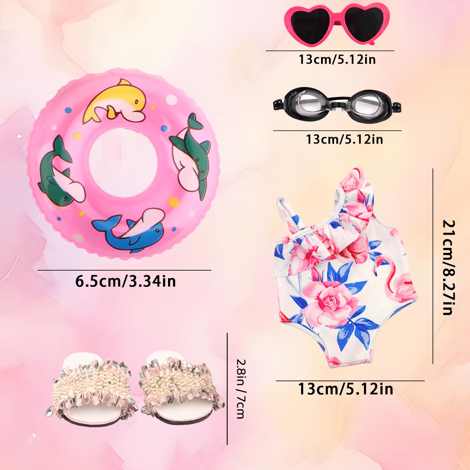 Amazon.com: MSYO 18 Inch Doll Beach Swimsuit Set-Floral&Flamingo