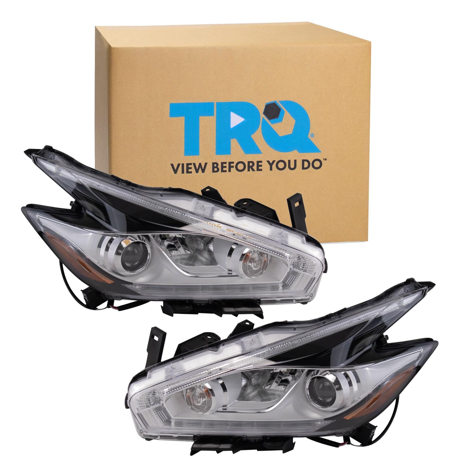 TRQ 2 Piece Headlight Assembly Set Driver &amp; Passenger Side Compatible with Nissan Murano 2015-2016 NI2502232 NI2503232 260105AA0D 260105AA9A 260605AA0D 260605AA9A