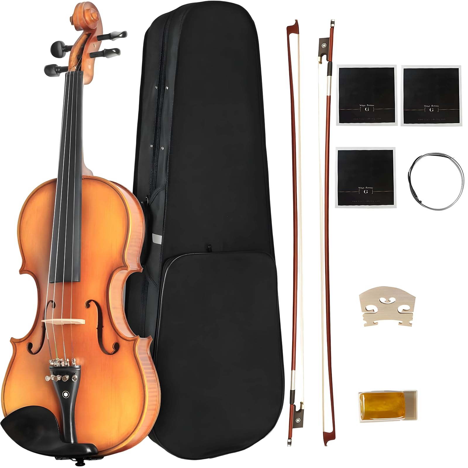 CVN-500 - Violín de madera maciza de ébano 4/4 de tamaño completo para principiantes y estudiantes, kit completo de iniciación con estuche duro, arco, colofonia, apto para principiantes, configuración