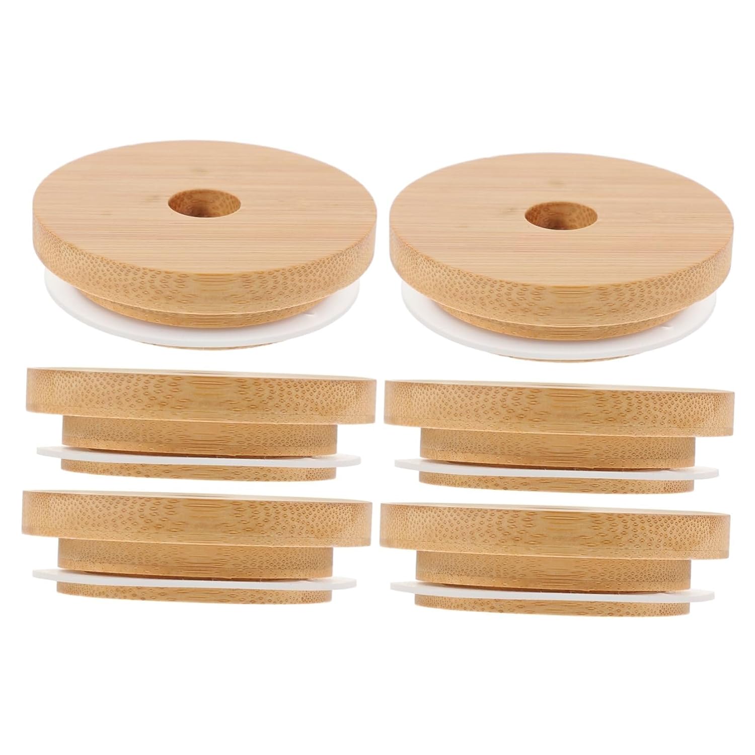 6pcs Glass Jar Lid Regular Mouth Jar Lids Reusable Jar Lid Canning Lids Multipurpose Cup Lid Jar Lids Mug Lid Airtight Cup Lid Jar Lid with Hole Seal Lid Wood - Assortment Gasket Kit