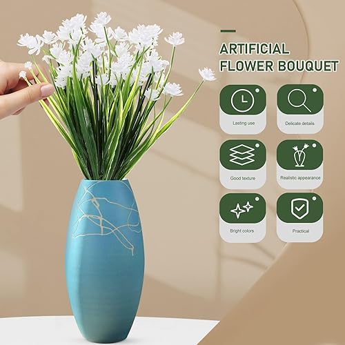 Miniatura 6 de HOMSFOU 6 racimos de rosas pp Oficina Flor artificial Exhibición de boda Flor de plástico Artificial Decorar Mesa Flores Decorativas Camelia Mesa de