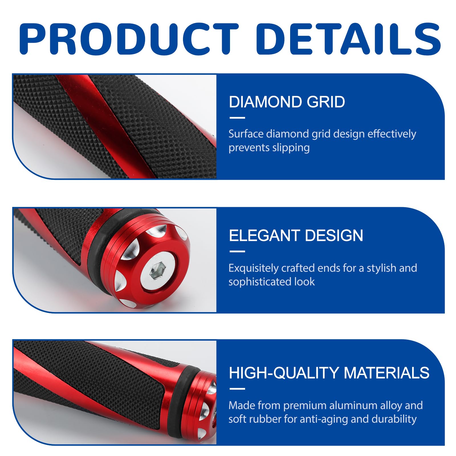 2PCS Motorcycle Handlebar Grips,22mm/24mm Motorbike Handlebar Rubber Grips,Non-slip Motorcycle Handle Bar Hand Grips,Bike Grips,Throttle Grip for Motocross Dirt Pit Bike Motorbike Grips — view 3
