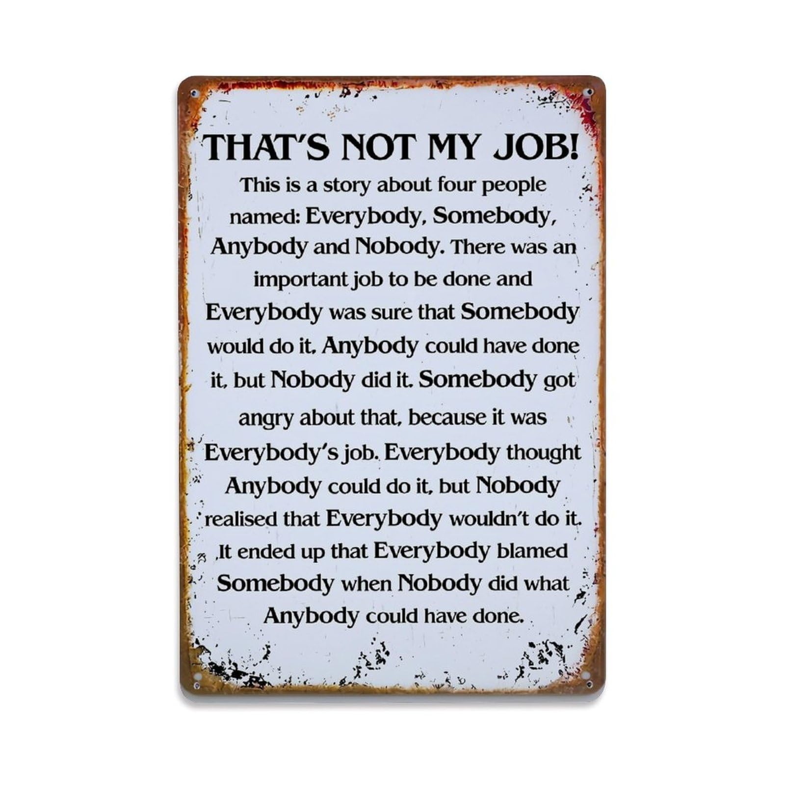 Nestemfo Vintage Thats Not My Job Story Tin Sign Metal Sign, Living Room,Bar, Home, Bedroom Wall Decor,Retro Metal Poster 8X12 Inches