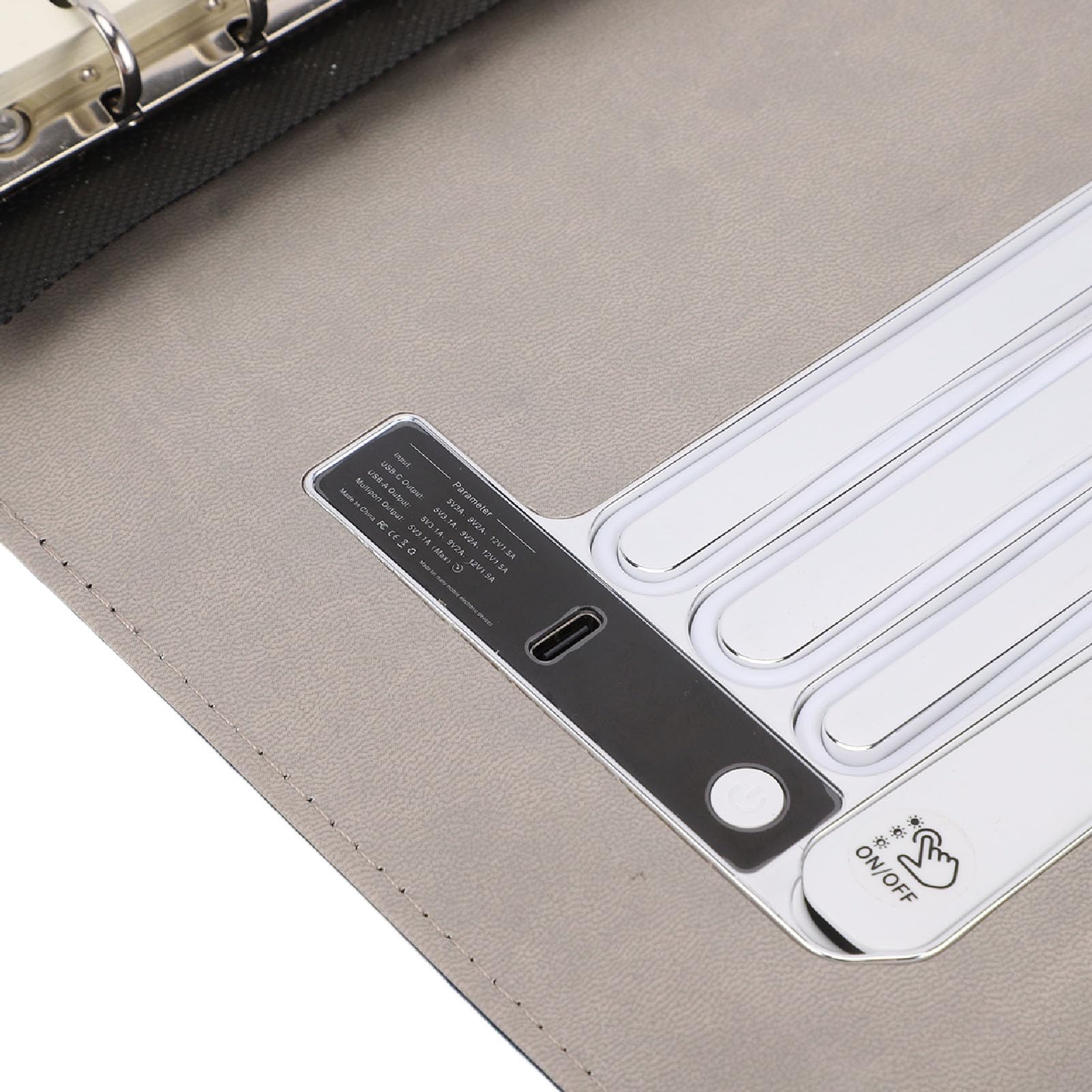 Zerodis Carnet à Chargement sans Fil, Batterie Rechargeable de 8 000 mAh avec Câble de Chargement 3 en 1, 80 Feuilles (160 pages), Veilleuse Intégrée et Reliure pour Documents, Billets
