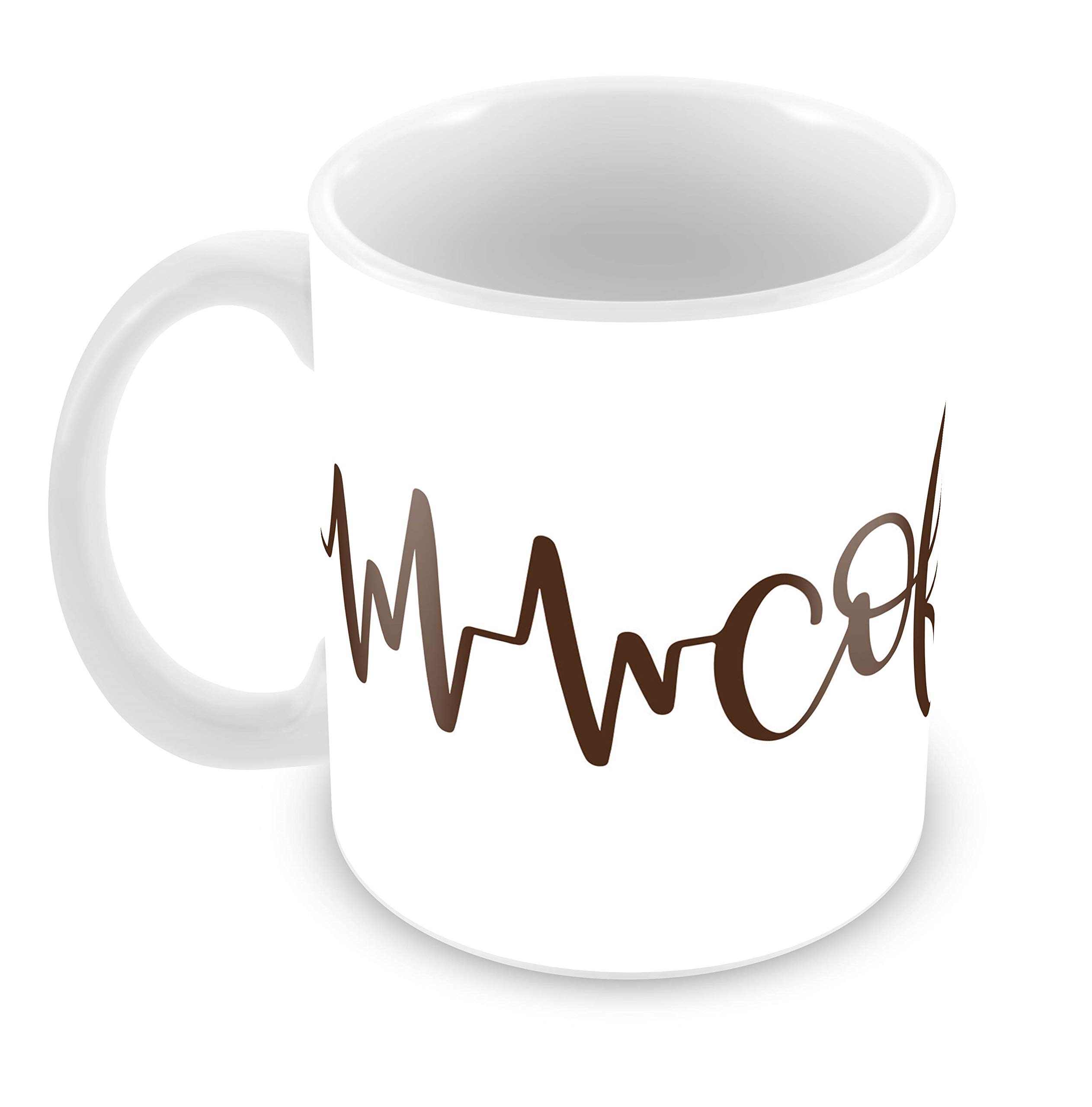 Tuelip"Coffee Heartbeat" Printed Cup 350 ML Ceramic Printed Mug