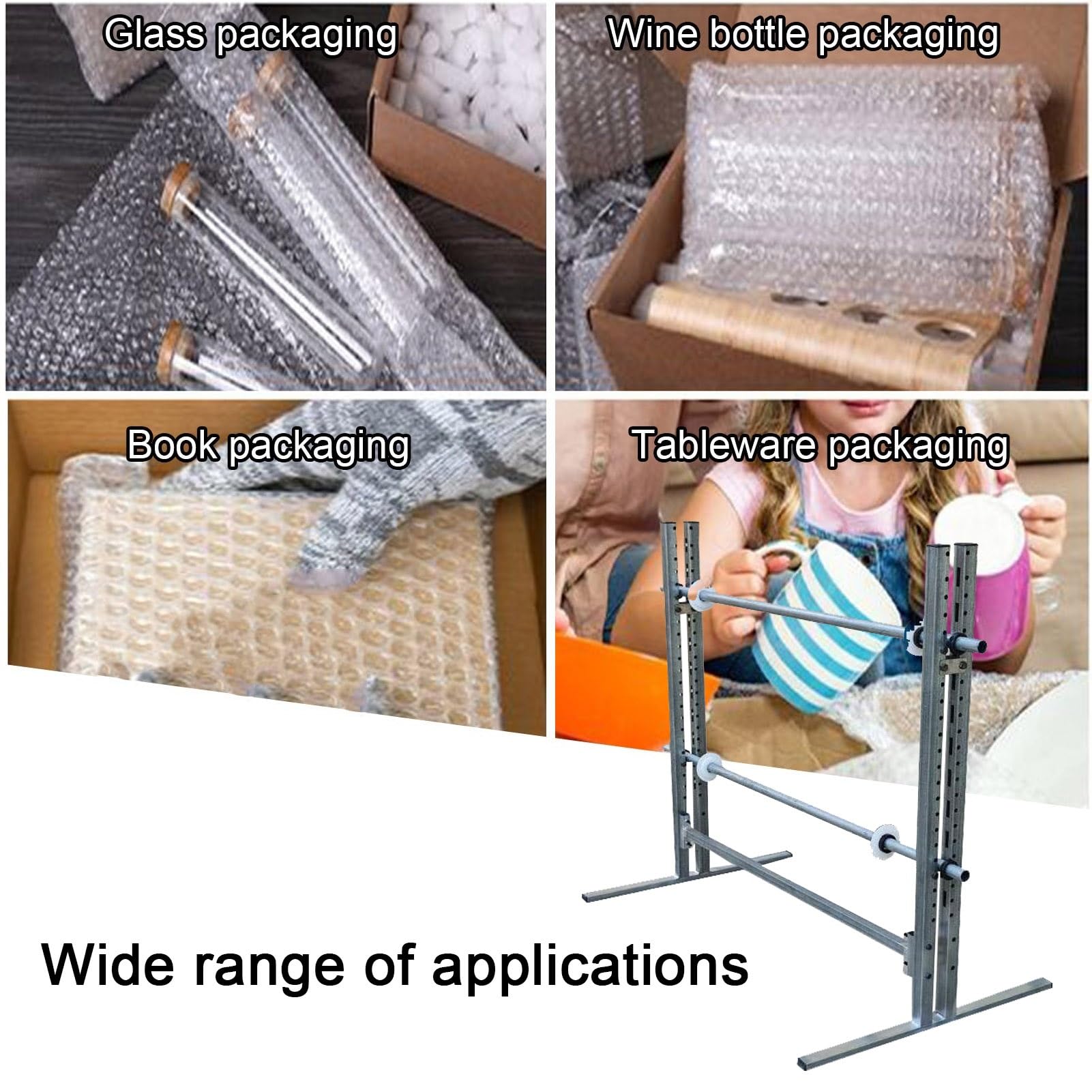 Dispenser per Rotoli di Pellicola Estensibile per impieghi gravosi, Dispenser per pluriball, Supporto Regolabile per Materiali di imballaggio, Adatto per l'imballaggio in Magazzini e stabili
