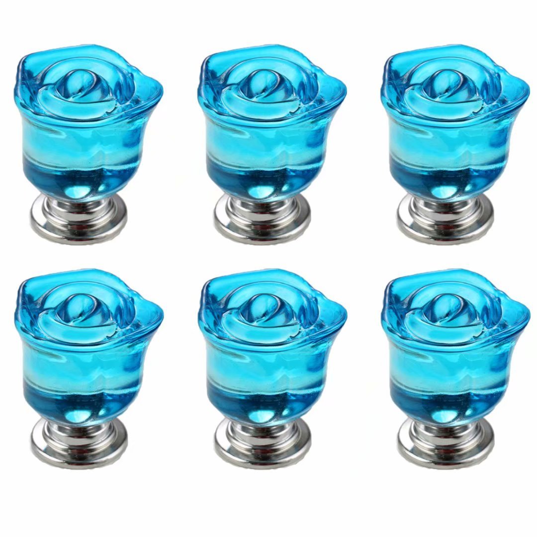 HTTGDGDH 6Pcs Pink Crystal Rose Shape Decorative Drawer Pull Handle For Furniture Cabinet Closet Dresser Cupboard Wardrobe Kitchen & Baby Kid'S Children'S Furniture Decor,