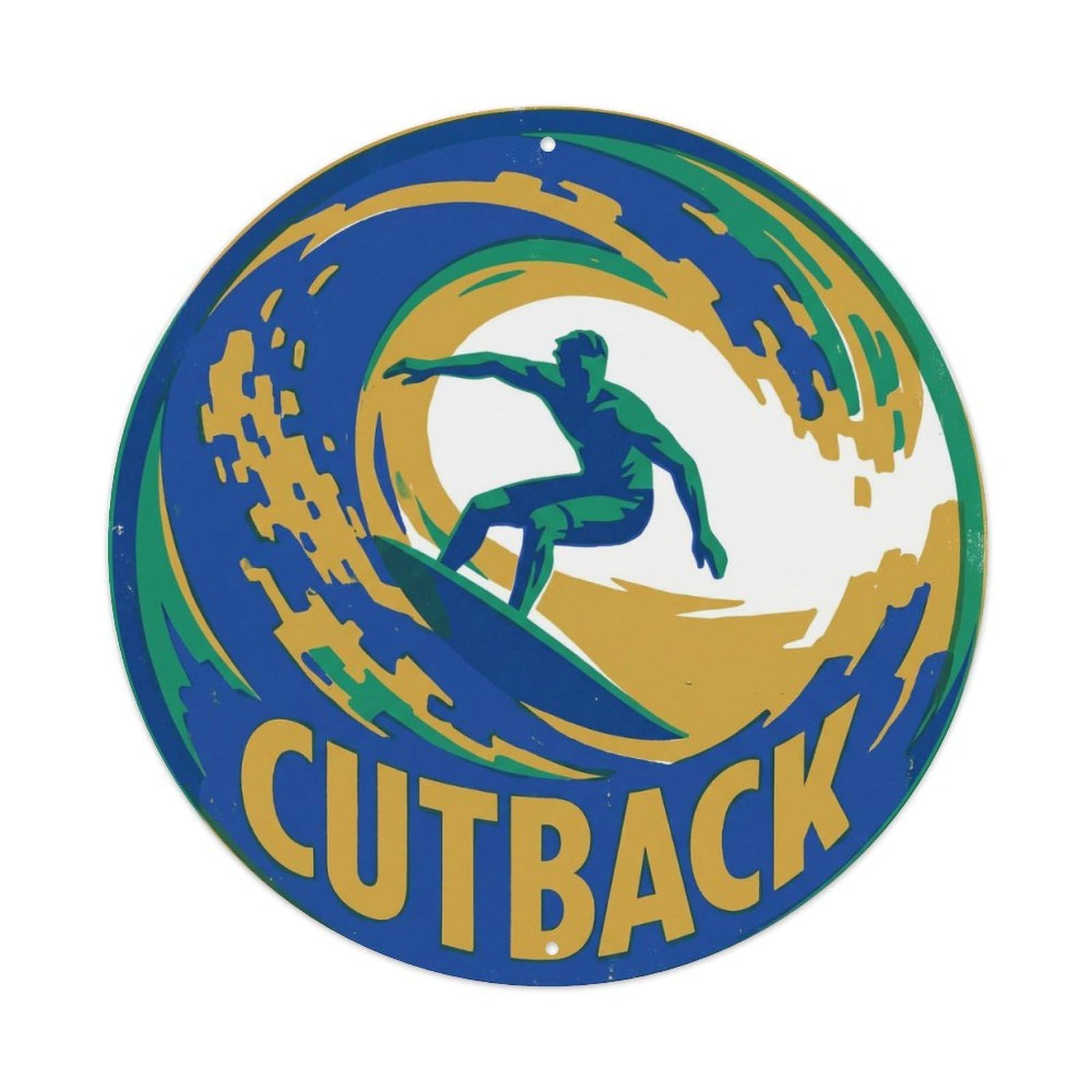 Surf Cutback Hawaii Island Getaway Ocean Coast Break Metal Tin Sign