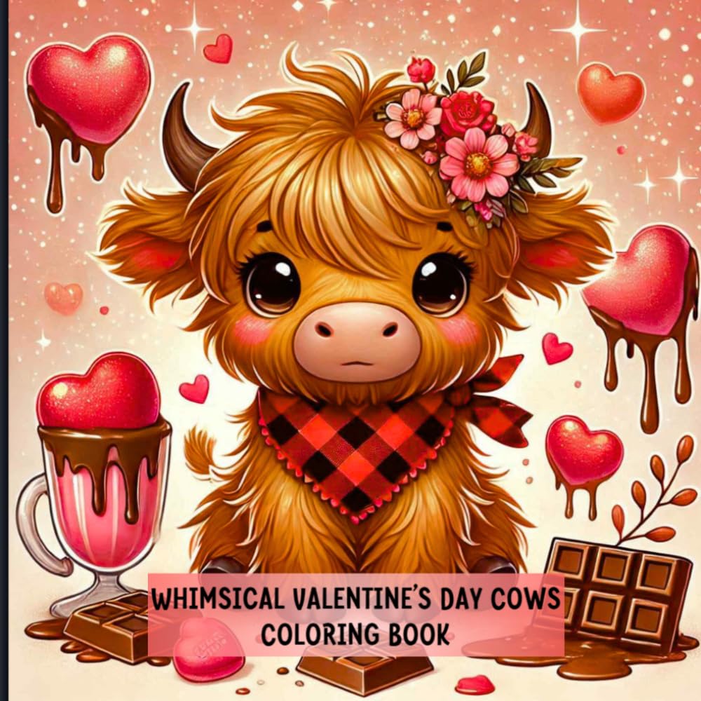 Whimsical Valentine's Day Cows Coloring Book