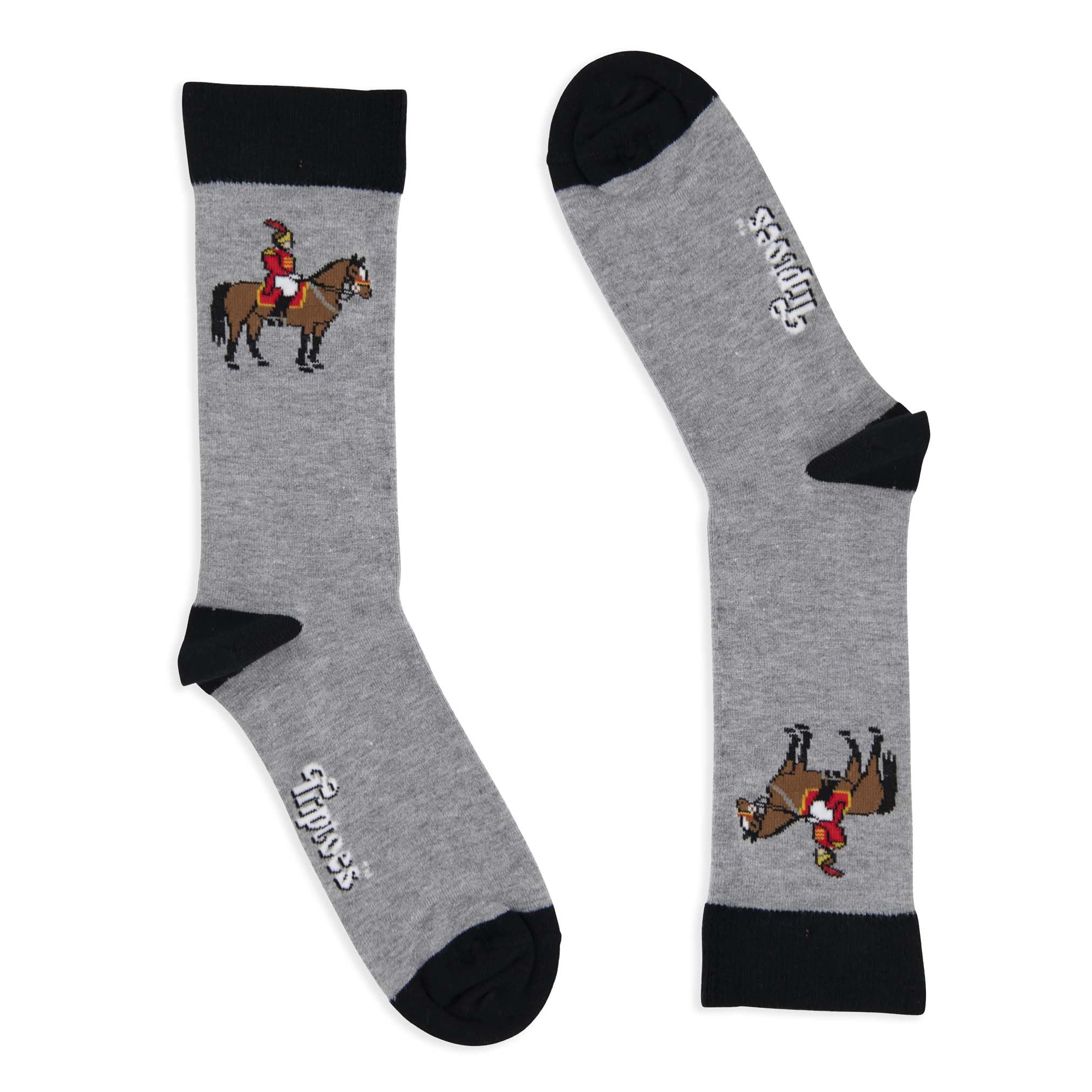 Triptoes Men's Guard On Horse White (Uk Size 7-11) Funky Socks - Uk Novelty Colourful Bamboo British Socks, 7-11