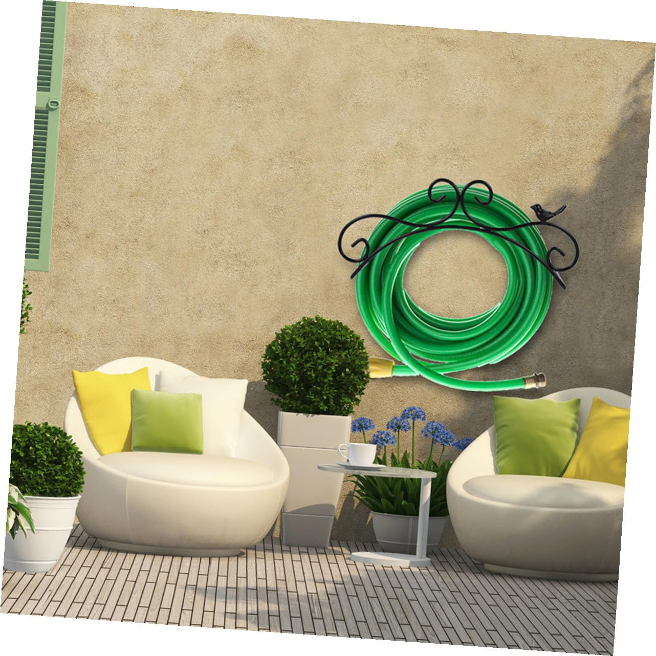 VANZACK 2 piezas Soporte Manguera Jardín de Hierro Resistente para Colgar Mangueras Almacenaje Ordenado y Protección contra Dobleces de Unidades Negras