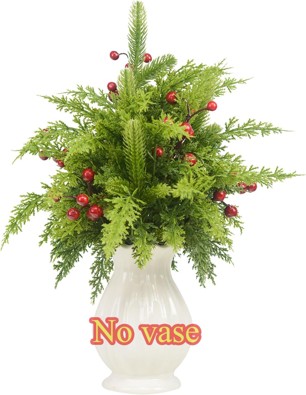 36 Pcs Pine Branches with Red Berries and Cypress Grass - 18 Inch Artificial Pine Branches, Fake Foliage Pine Needles Picks for DIY Craft Garland Home Decor