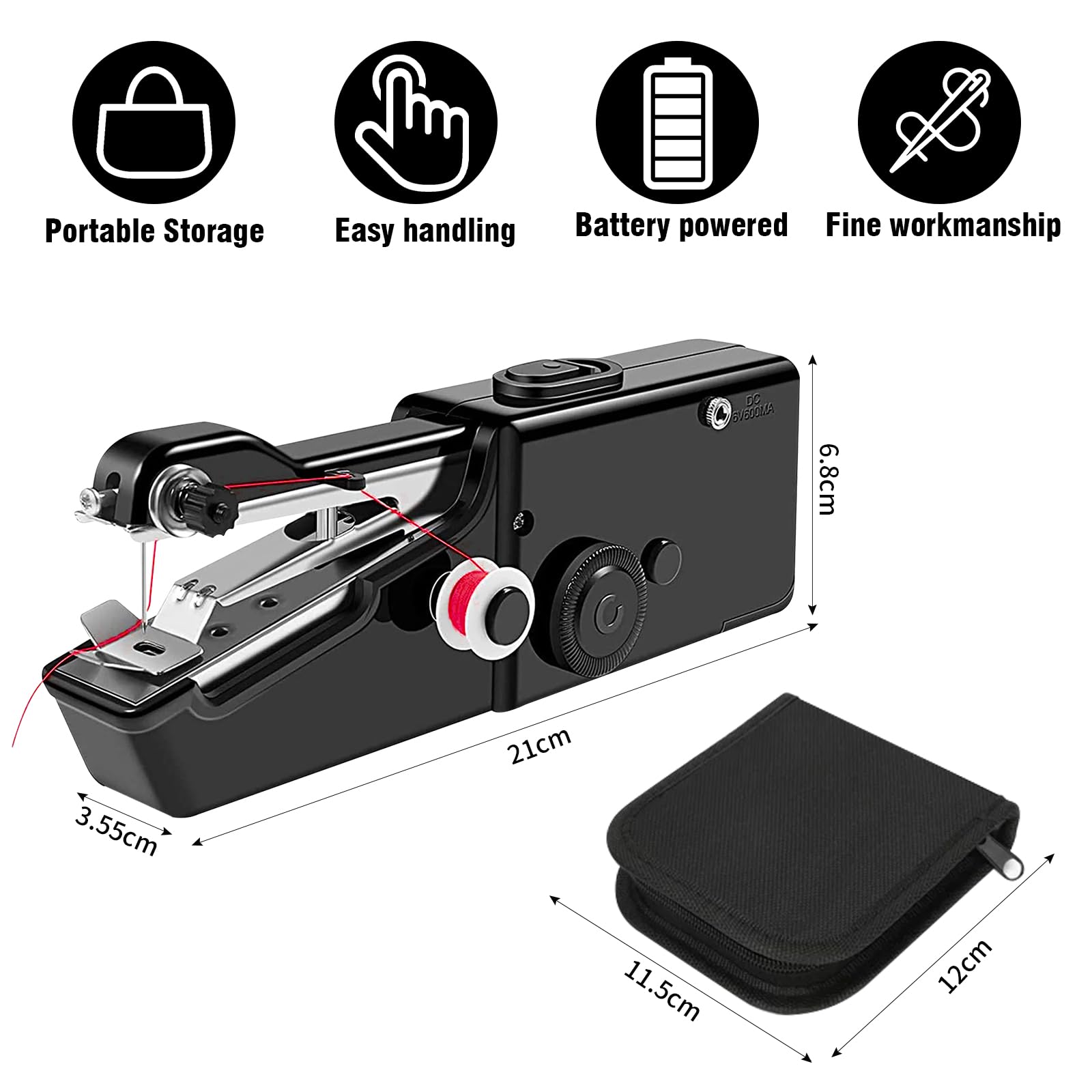 Macchina cucire a mano Macchina Cucire Portatile Mini Macchina Cucire Elettrica Portatile a Cucitura Rapida Facile Usare e Punto Veloce Adatto Per Vestiti, Tessuti, Cutain