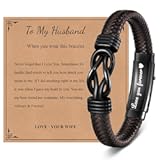 Men's Inspirational Mantra Engarved Handmade Braided Leather Adjustable Cuff Bangle Bracelet Encouragement Motivational Gift for Men