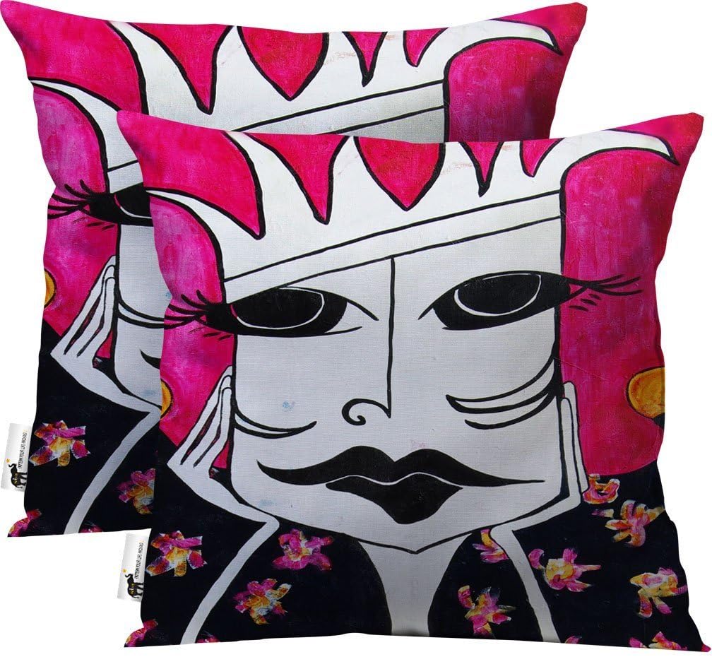 Bohemian Throw Pillows Set of 2 Pink Magenta Artsy