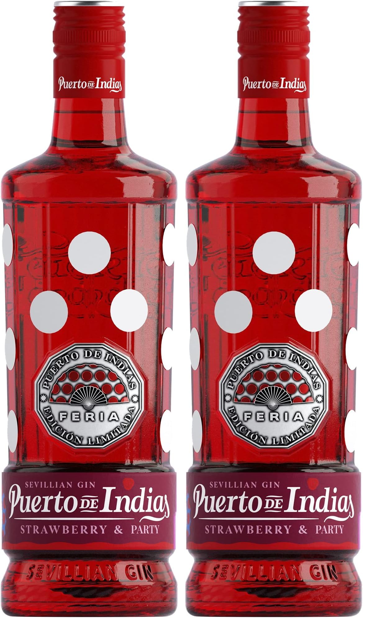 Puerto de Indias – Edicion Especial Feria – Ginebra de Fresa Premium – Strawberry Premium Gin – 70 cl – 37.5º (Paquete de 2)