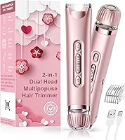 VEGITERIA Bikini Trimmer for Women: LED Light Electric Razor, IPX7 Waterproof, Painless USB Rechargeable for Face, Bikini, Body, Legs