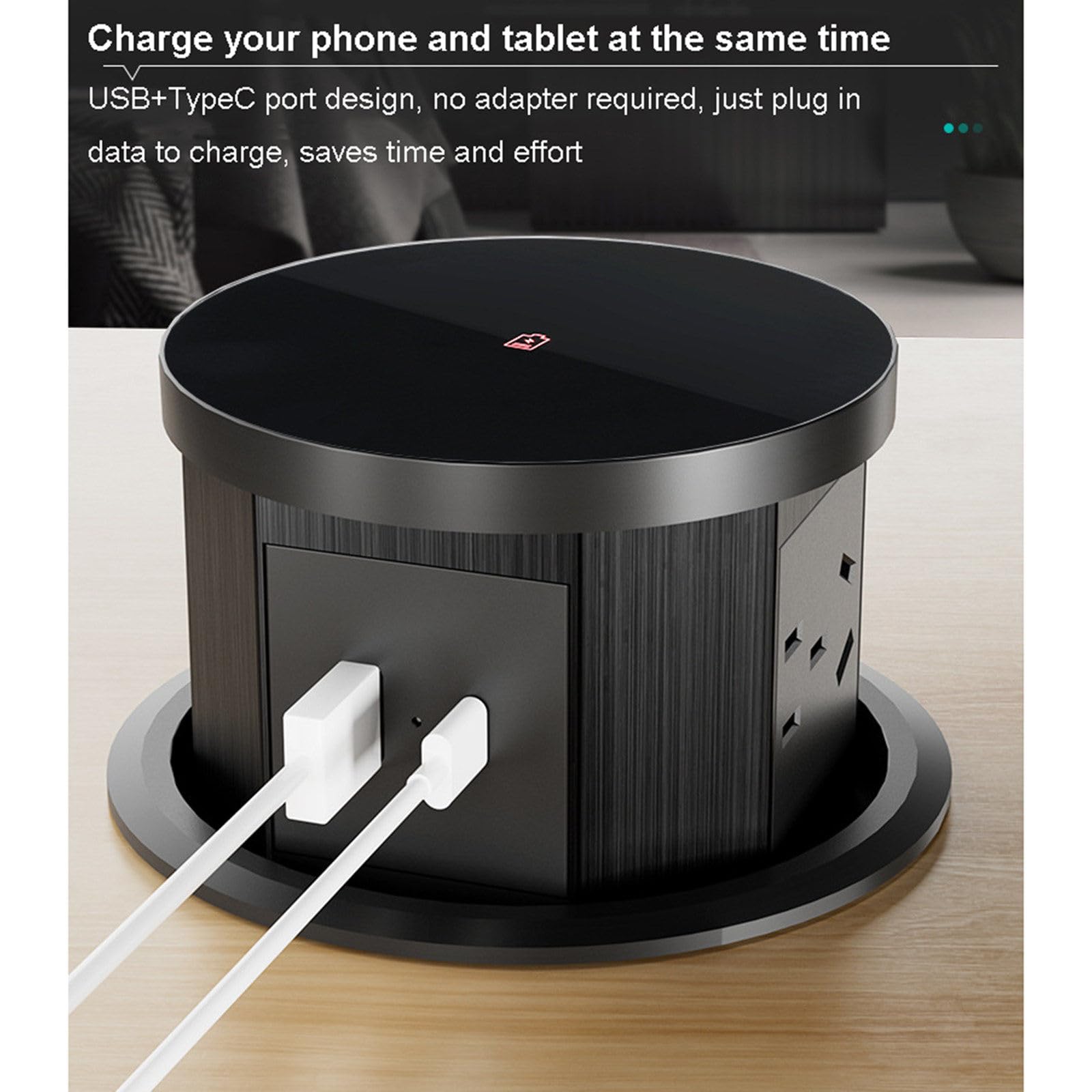 Presa elettrica pop-up con 3 prese universali, ricarica wireless e porte per caricabatterie B+Type-c per casa, ufficio, cucina, piani di lavoro, scrivania,White