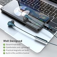 Vista 6 de Auriculares USB C para iPhone 17/16/15 Samsung S25/S24 Auriculares con cable con micrófono para Galaxy S23 S22 S21 S20 FE Auriculares intrauditivos