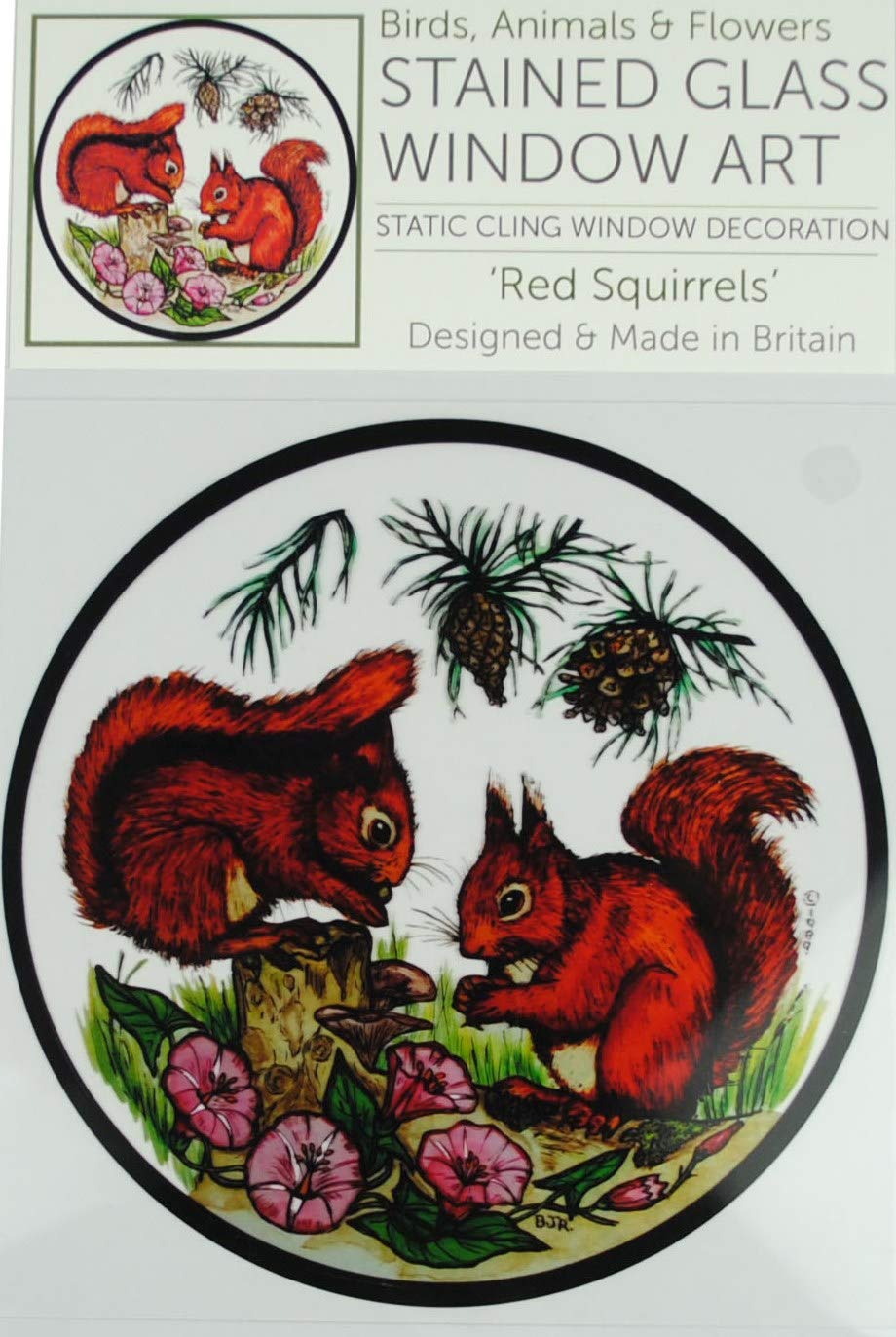 Winged Heart Static Window Cling in a Red Squirrels Design - Image 2