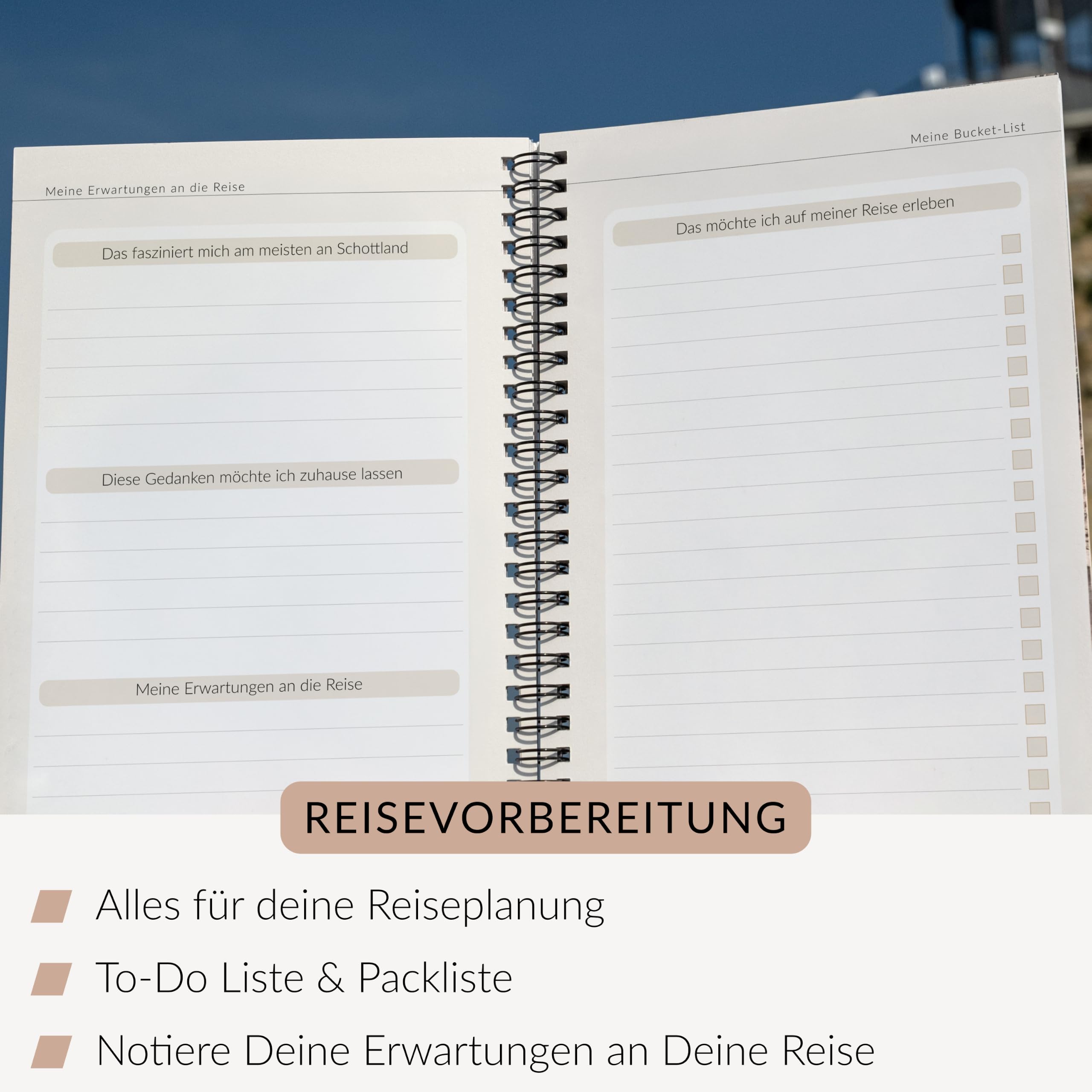 Tagebuch Schottland | Abwechslungsreiches Reisetagebuch zum Ausfüllen | Notizbuch für 3 Wochen Individualreise | Reiseplaner zum Ausfüllen | Gestalte deinen eigenen Schottland Reiseführer | DIN A5