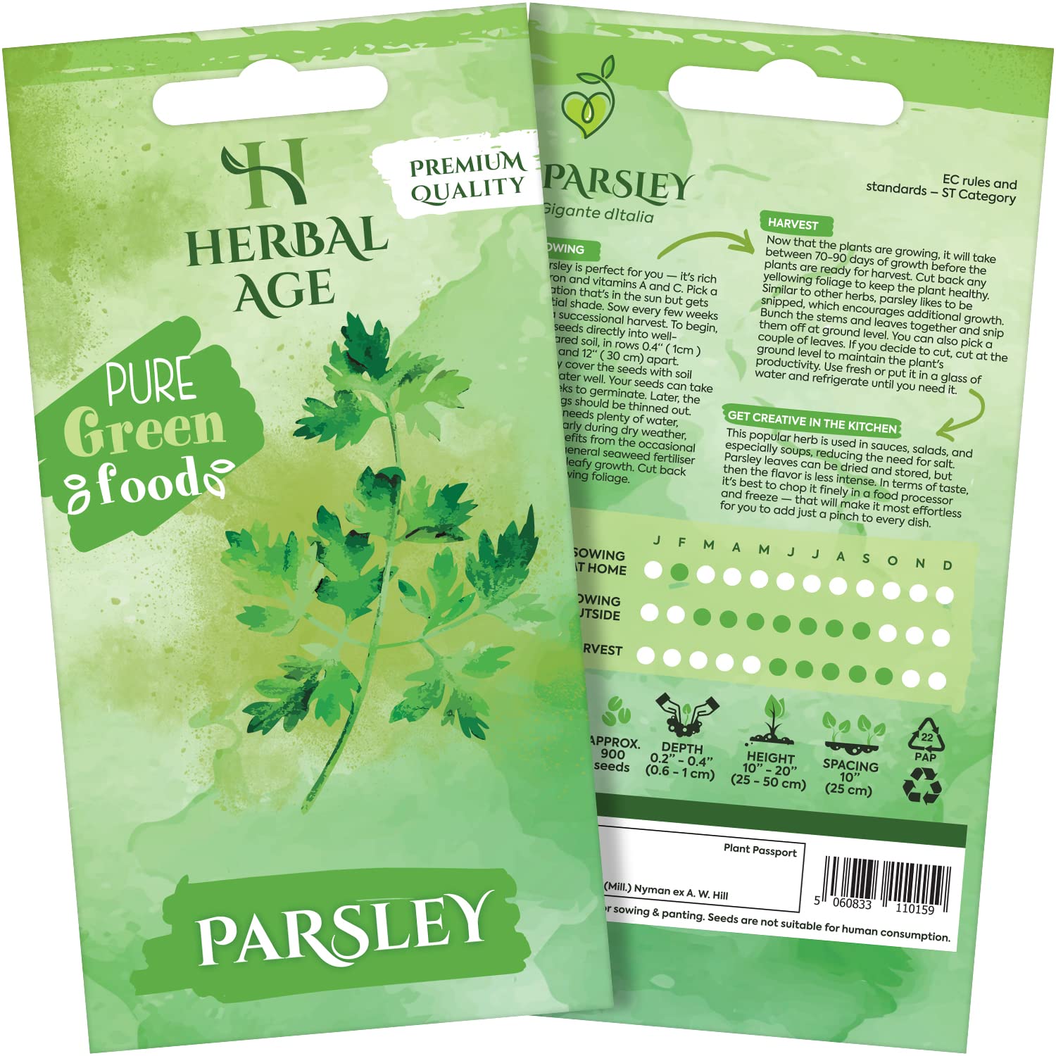 HERBAL AGE Parsley Seeds Plants, Grow Your Own Herb Garden Kit, ~900 Seed Box, Salad Herbs for Planting UK, Veg Plant Gardening Gift for Men, Women, Kids, Seeds to Plant Outdoor & Indoor