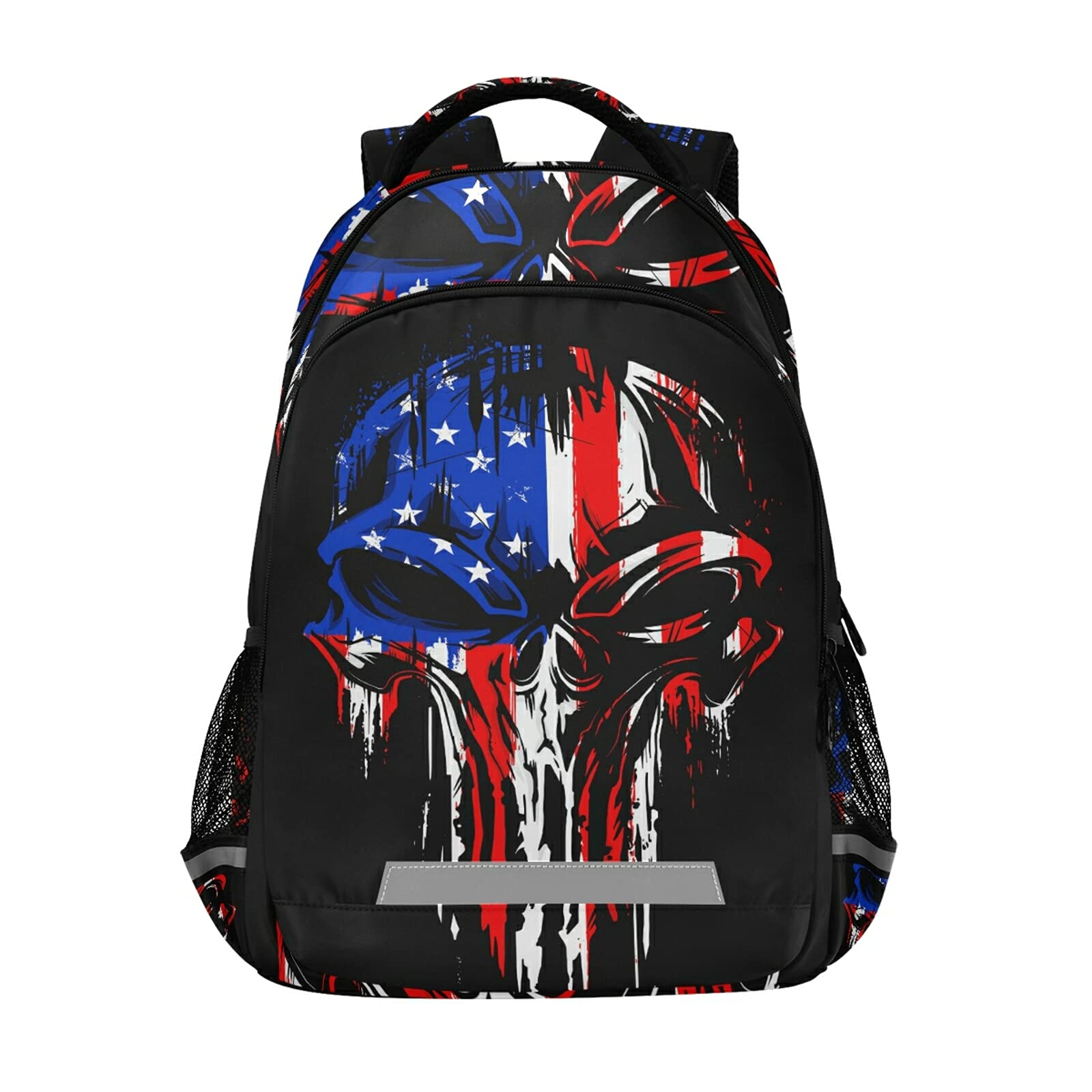 panksolu Skull American Flag Backpacks Lightweight Laptop Backpack School Book Bag Travel Hiking Daypack for Women Men Kids One Size…