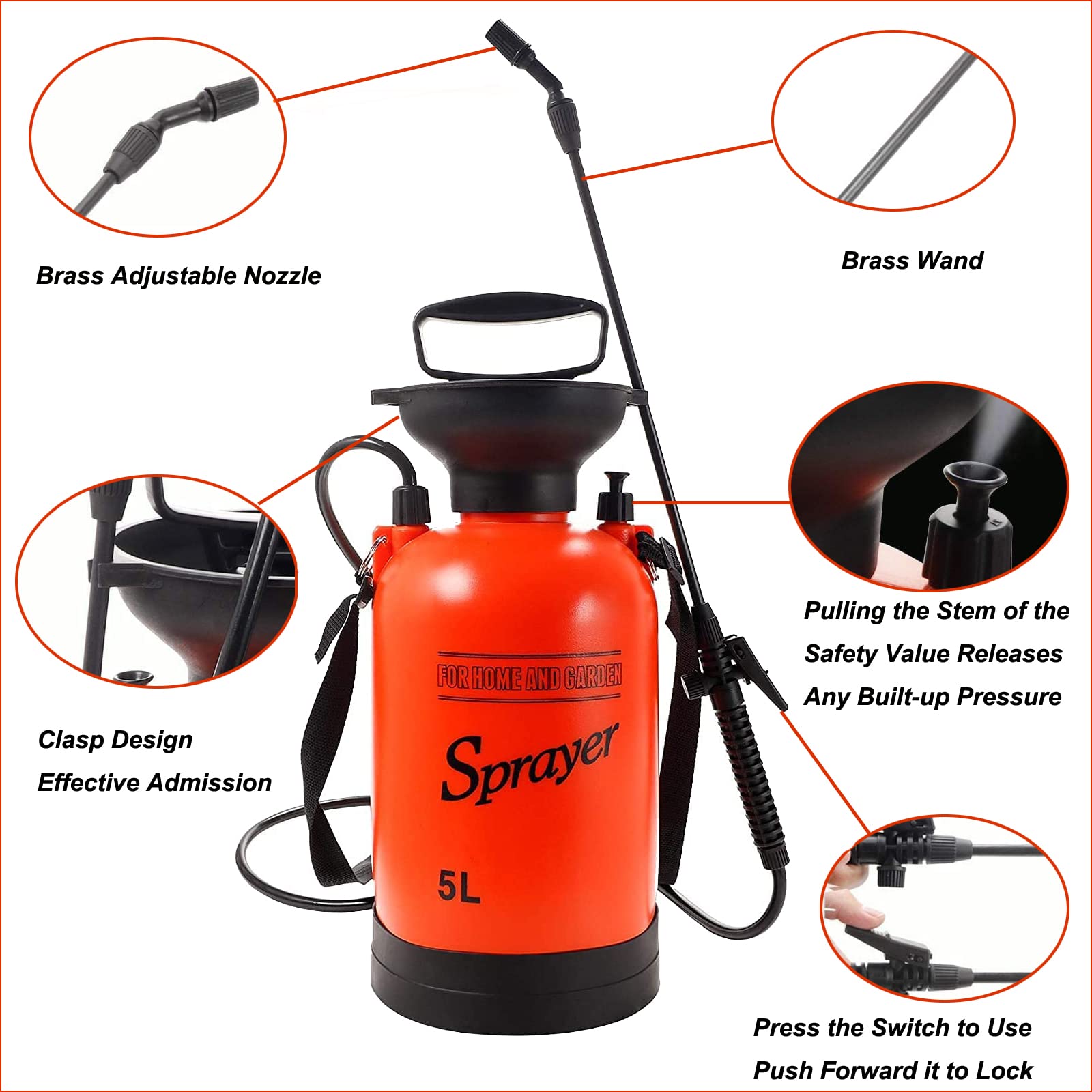 Gartensprühstab Mit Druckpumpe - Ergonomischer Pflanzensprüher 32cm