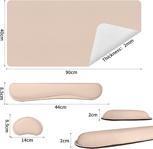 Miniatura 3 de Bloss Almohadilla de cuero para escritorio y reposamuñecas para teclado, alfombrilla grande para mouse + almohadilla para teclado + soporte de