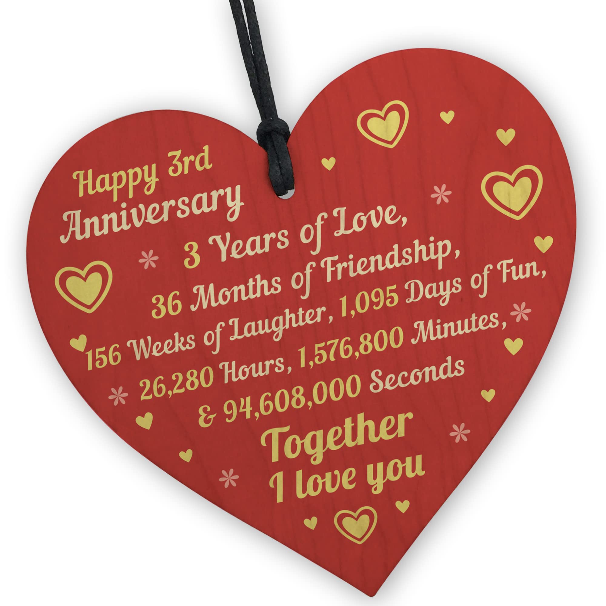 Red Ocean 3rd Wedding Anniversary Present Gifts for Husband, Wife, Boyfriend, Girlfriend, Couple, Him, Her - 3rd Anniversary - Anniversary Presents
