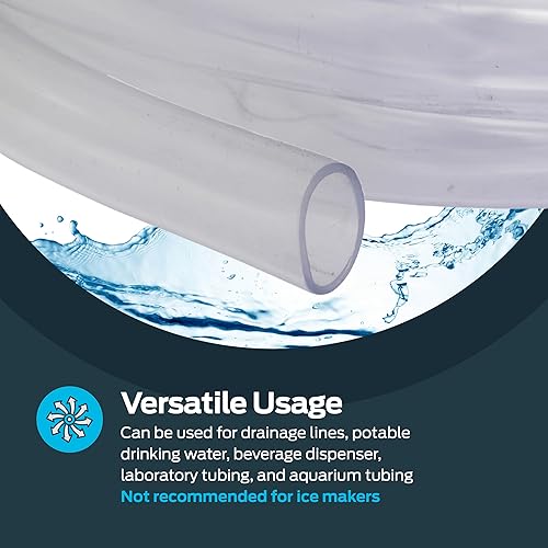 Miniatura 72 de EZ-FLO - Tubo de vinilo transparente de PVC de 1/2 pulgada de diámetro interior (5/8 pulgada de diámetro exterior), 50 pies de longitud, 98623