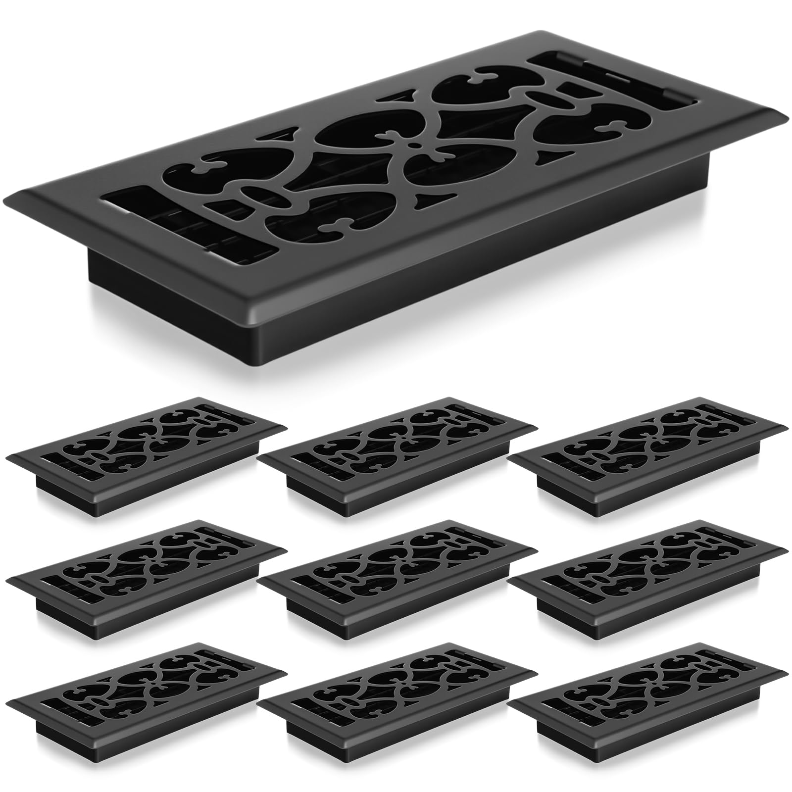 Grilles d'aération de sol décoratives 10x25,4 cm acier réglables